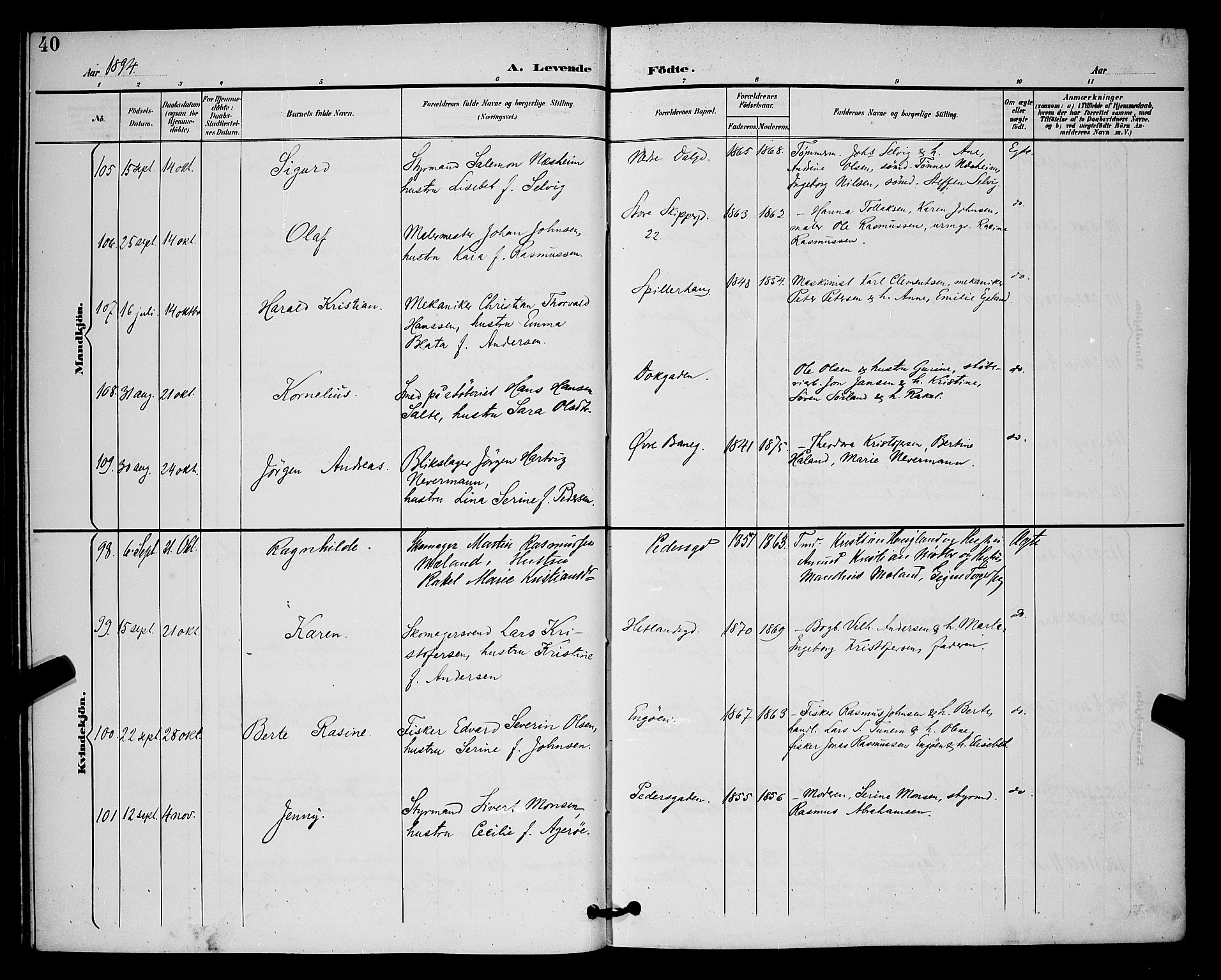 St. Johannes sokneprestkontor, AV/SAST-A-101814/001/30/30BB/L0003: Klokkerbok nr. B 3, 1893-1900, s. 40