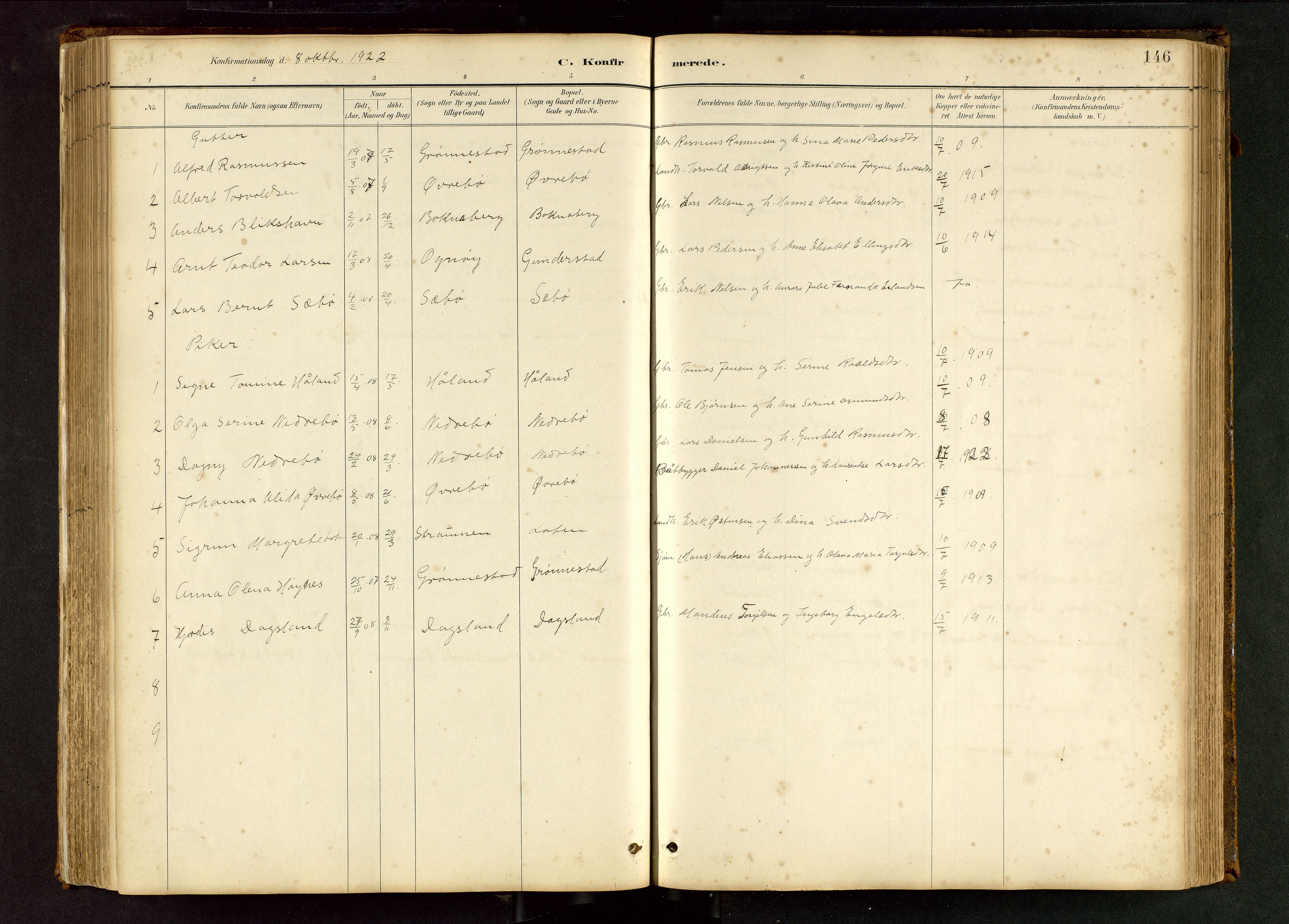 Tysvær sokneprestkontor, AV/SAST-A -101864/H/Ha/Hab/L0005: Klokkerbok nr. B 5, 1887-1947, s. 146