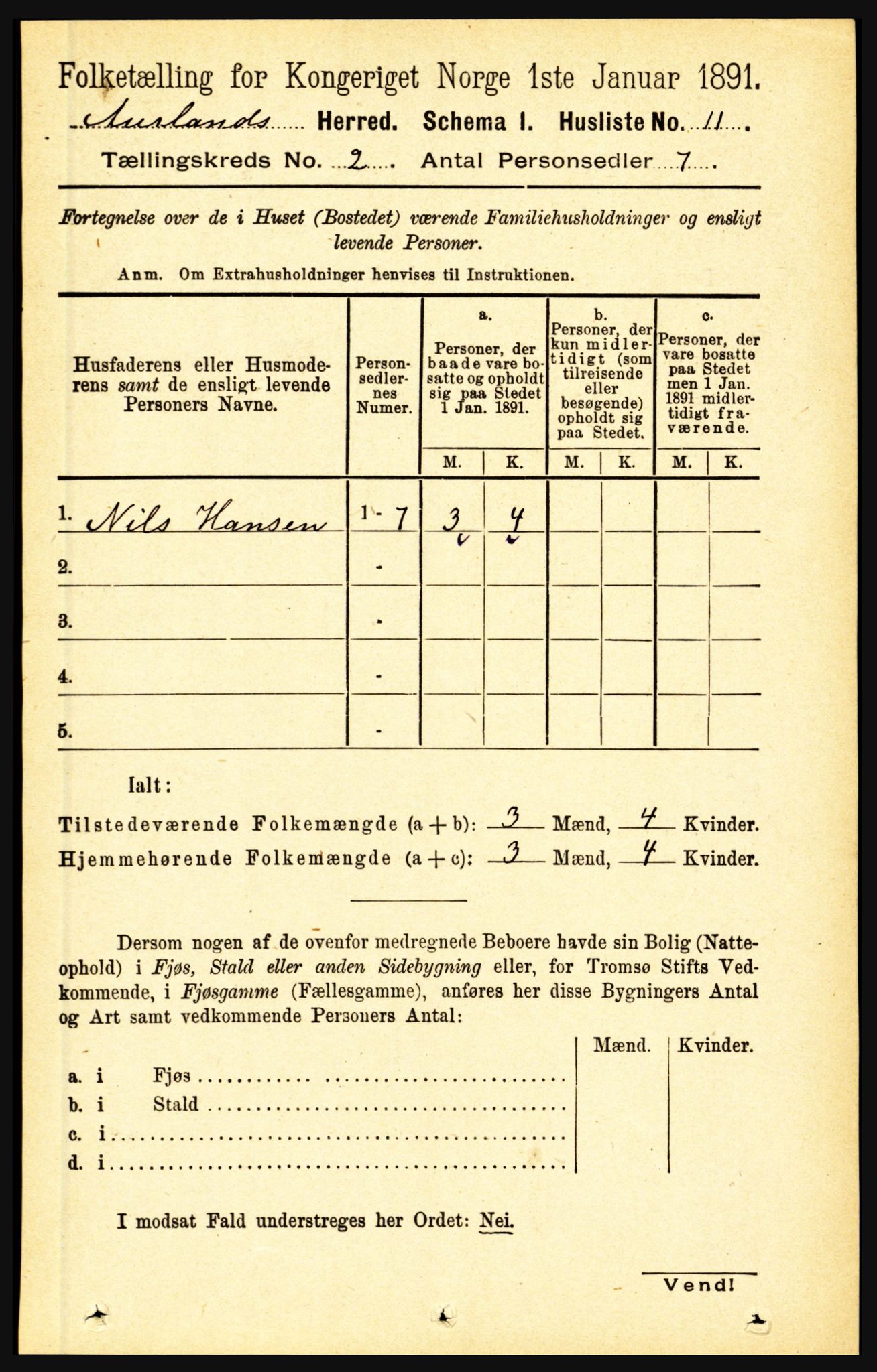 RA, Folketelling 1891 for 1421 Aurland herred, 1891, s. 424