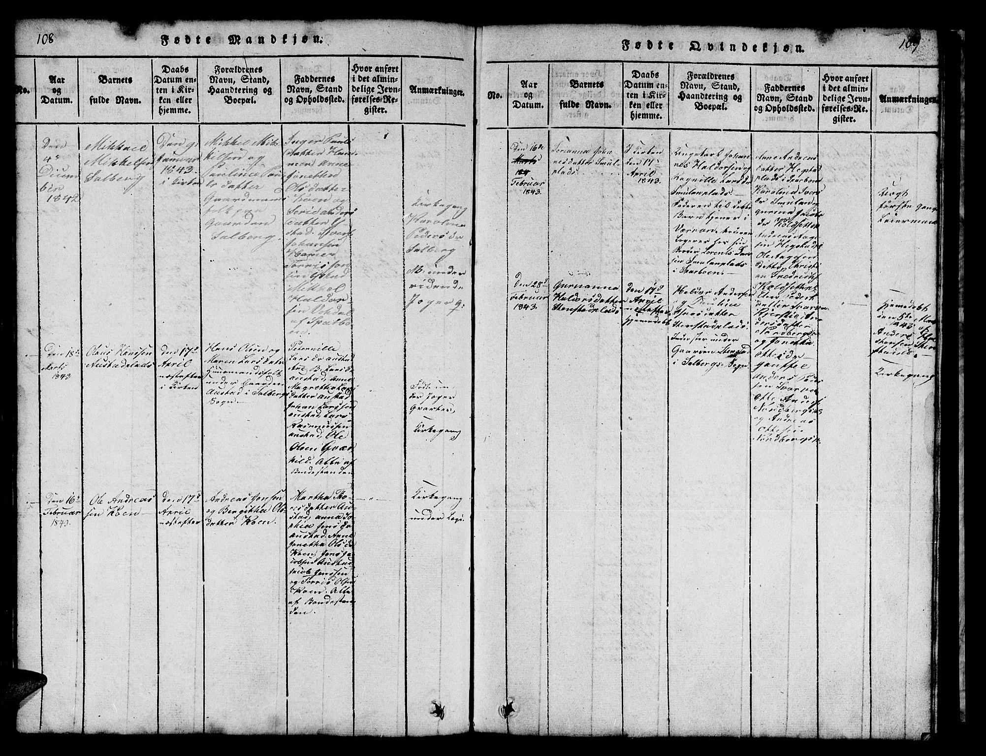 Ministerialprotokoller, klokkerbøker og fødselsregistre - Nord-Trøndelag, SAT/A-1458/731/L0310: Klokkerbok nr. 731C01, 1816-1874, s. 108-109