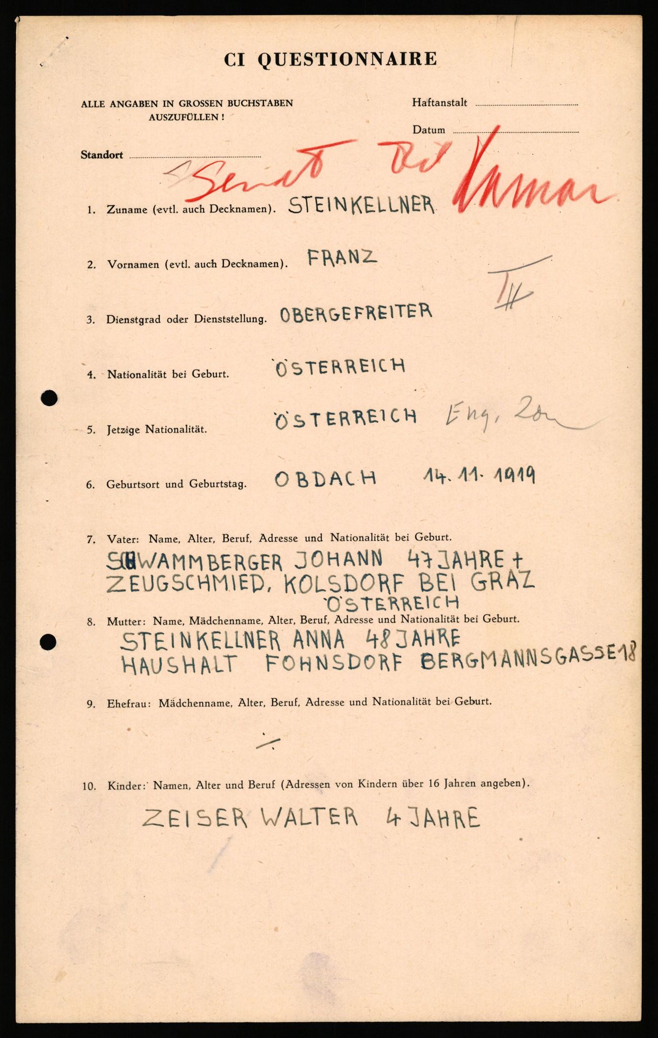 Forsvaret, Forsvarets overkommando II, AV/RA-RAFA-3915/D/Db/L0040: CI Questionaires. Tyske okkupasjonsstyrker i Norge. Østerrikere., 1945-1946, s. 219