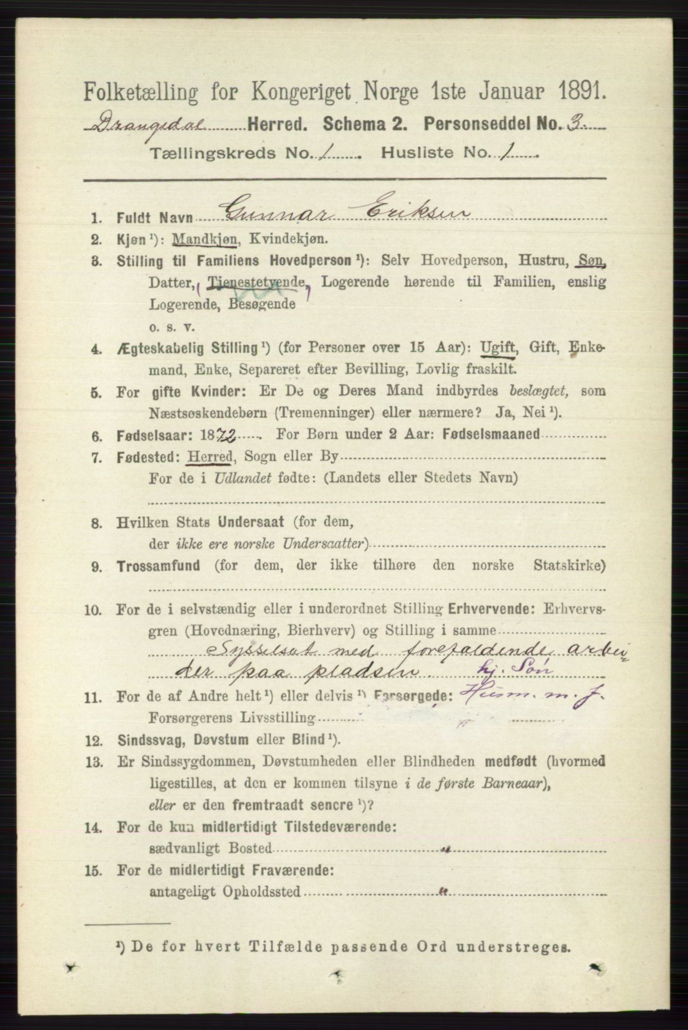 RA, Folketelling 1891 for 0817 Drangedal herred, 1891, s. 92