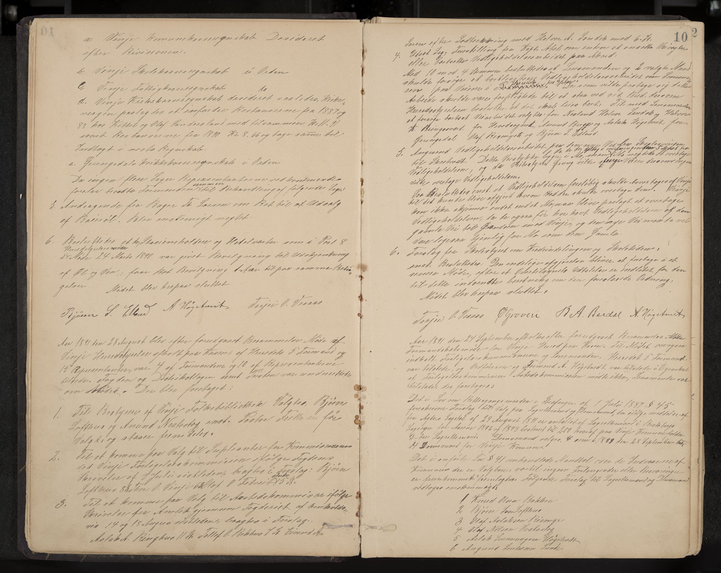 Vinje formannskap og sentraladministrasjon, IKAK/0834021-1/A/L0002: Møtebok, 1889-1913, s. 10