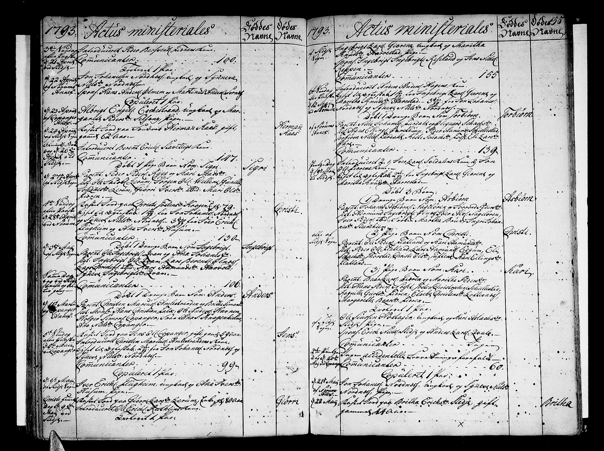 Sogndal sokneprestembete, SAB/A-81301/H/Haa/Haaa/L0007: Ministerialbok nr. A 7, 1782-1795, s. 155