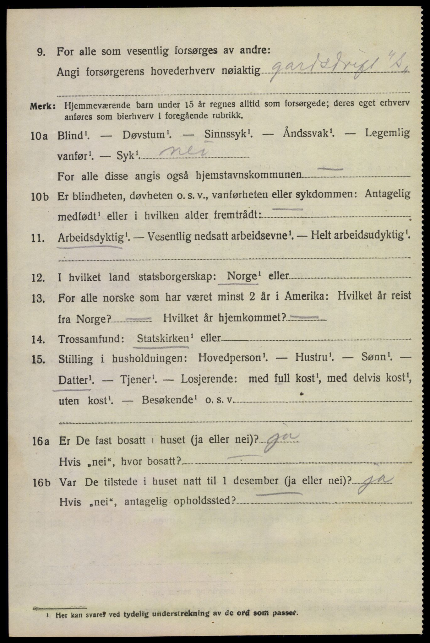 SAKO, Folketelling 1920 for 0820 Lunde herred, 1920, s. 2988