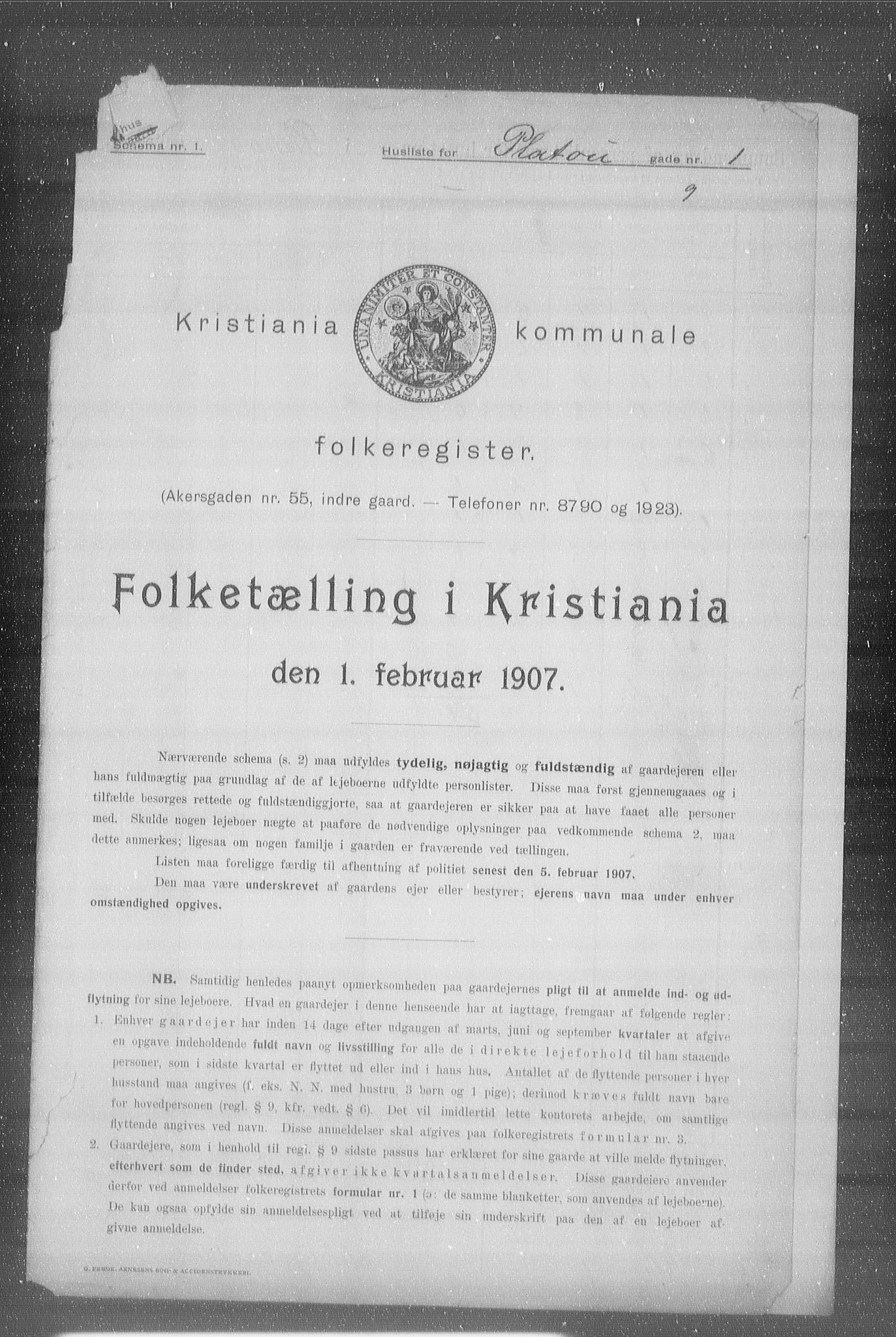 OBA, Kommunal folketelling 1.2.1907 for Kristiania kjøpstad, 1907, s. 41077