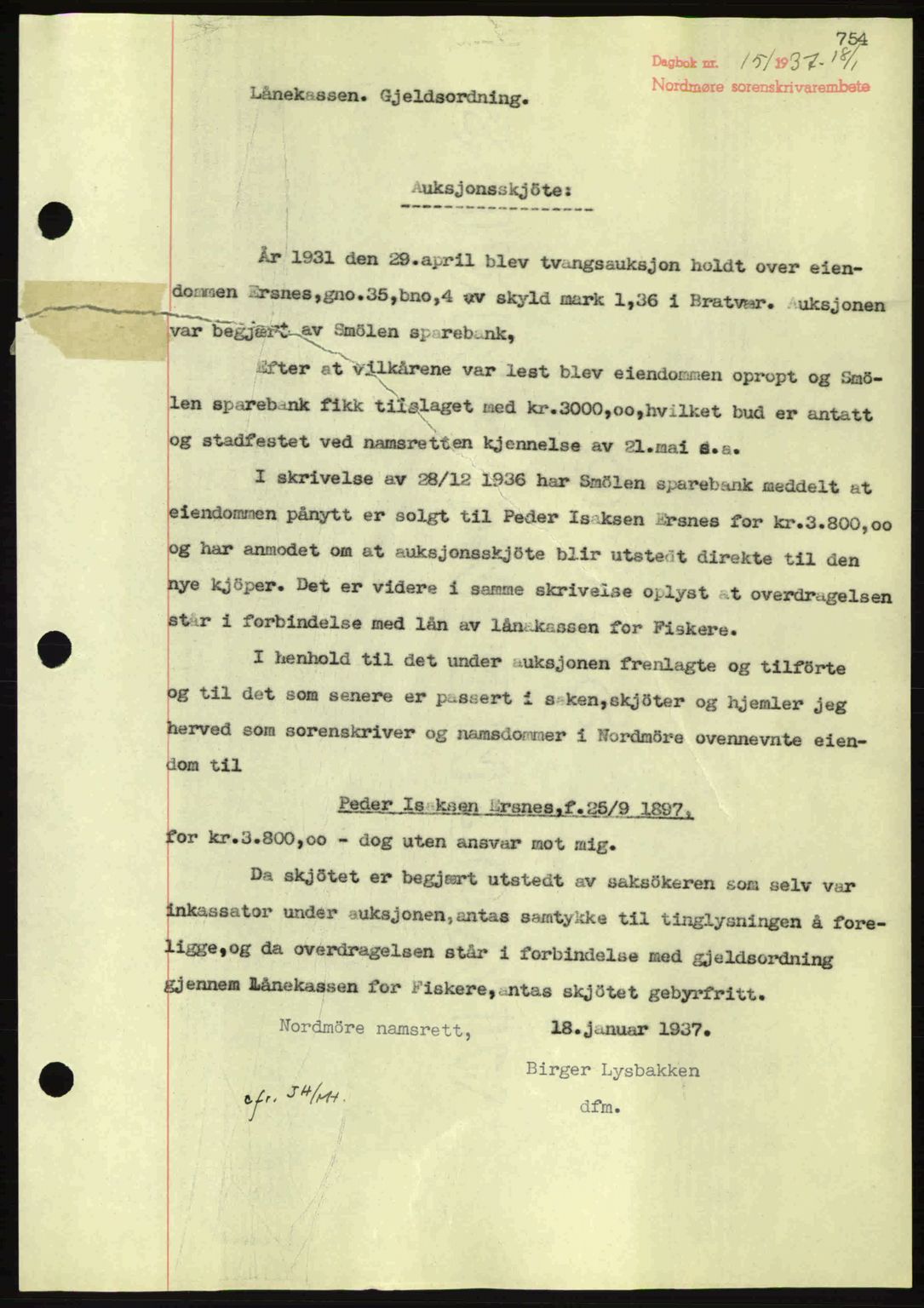 Nordmøre sorenskriveri, SAT/A-4132/1/2/2Ca: Pantebok nr. A80, 1936-1937, Dagboknr: 151/1937