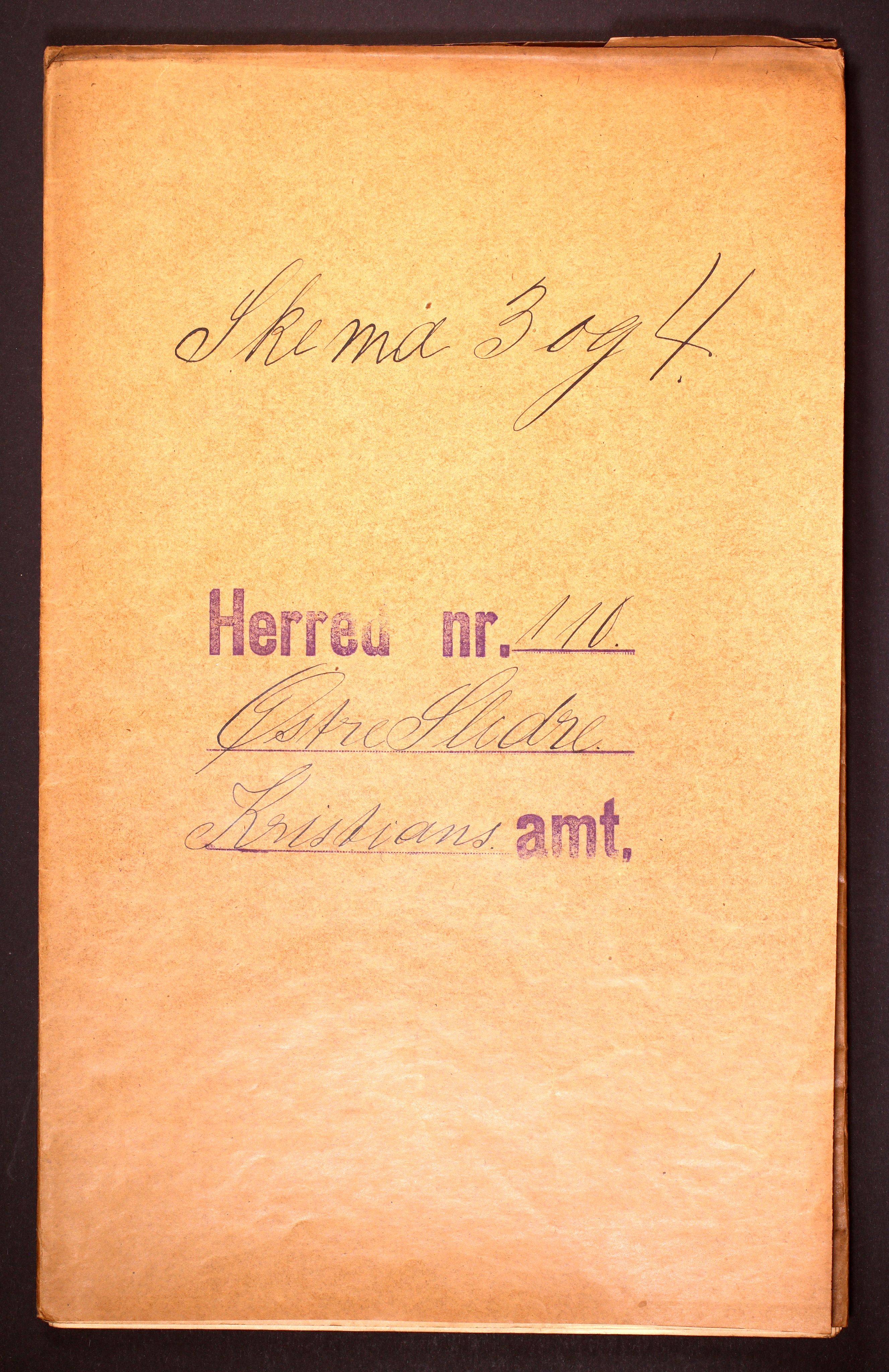 RA, Folketelling 1910 for 0544 Øystre Slidre herred, 1910, s. 1