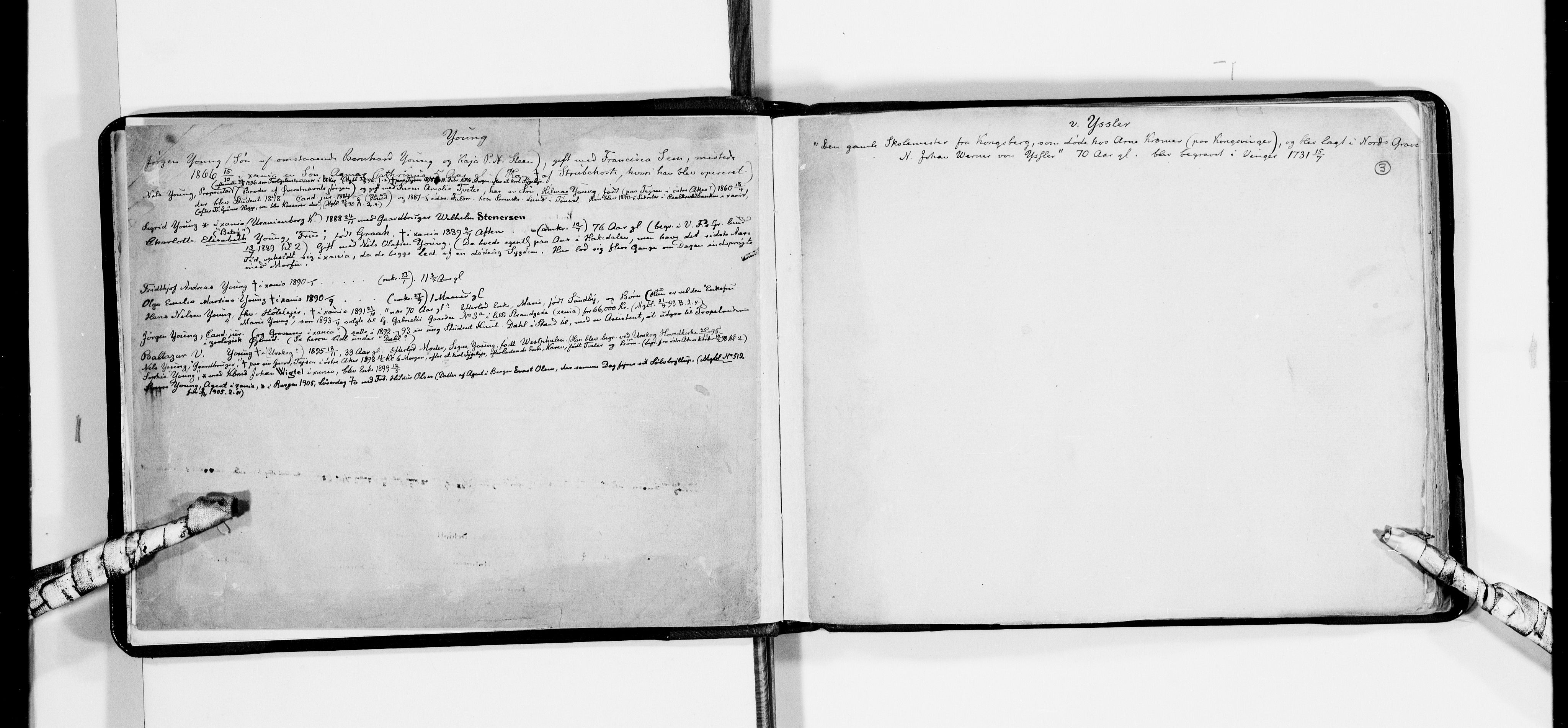 Lassens samlinger, AV/RA-PA-0051/F/Fa/L0048: Personalhistoriske og genealogiske opptegnelser: Yberwasser - Øyseth, 1500-1907