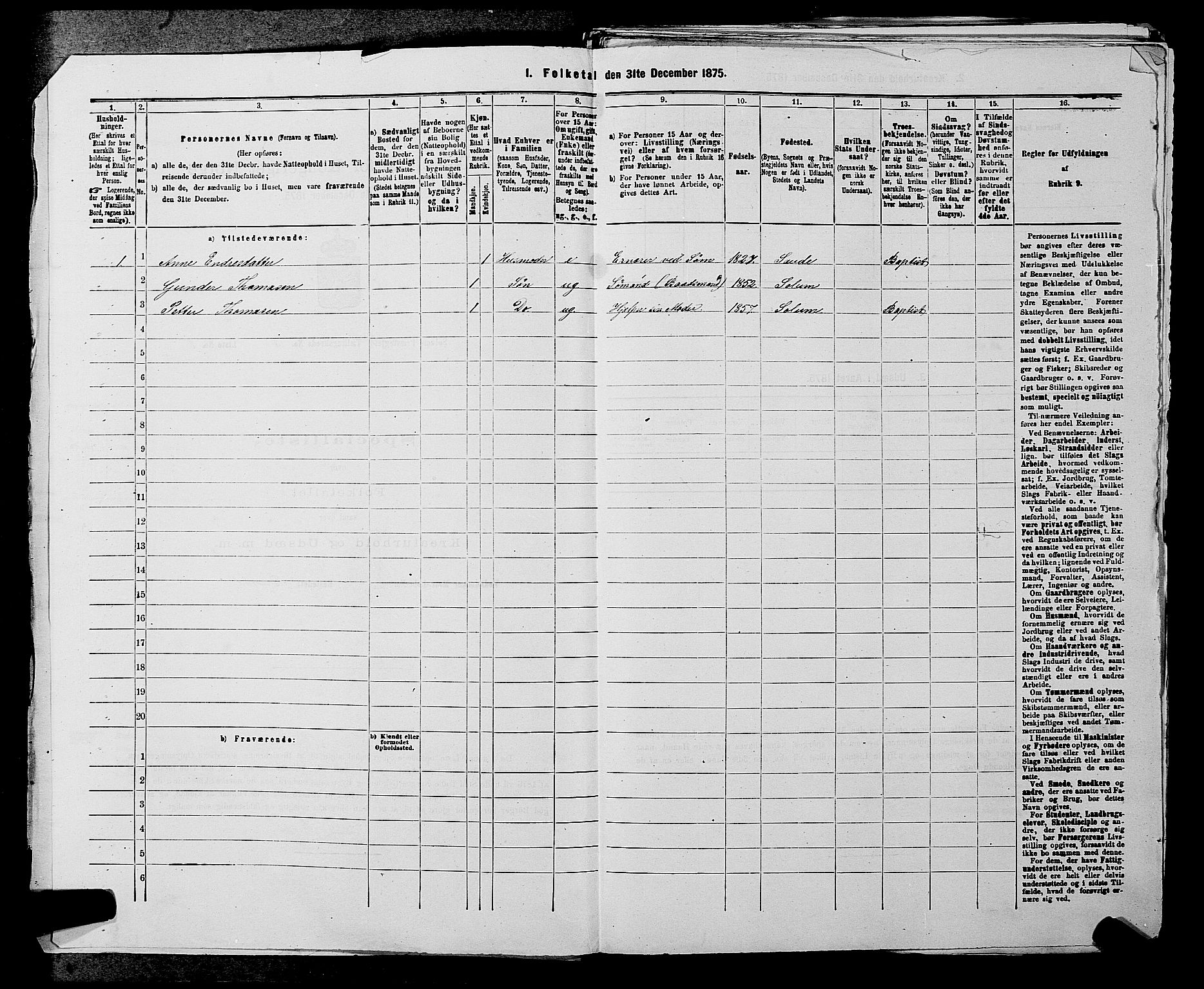 SAKO, Folketelling 1875 for 0818P Solum prestegjeld, 1875, s. 831