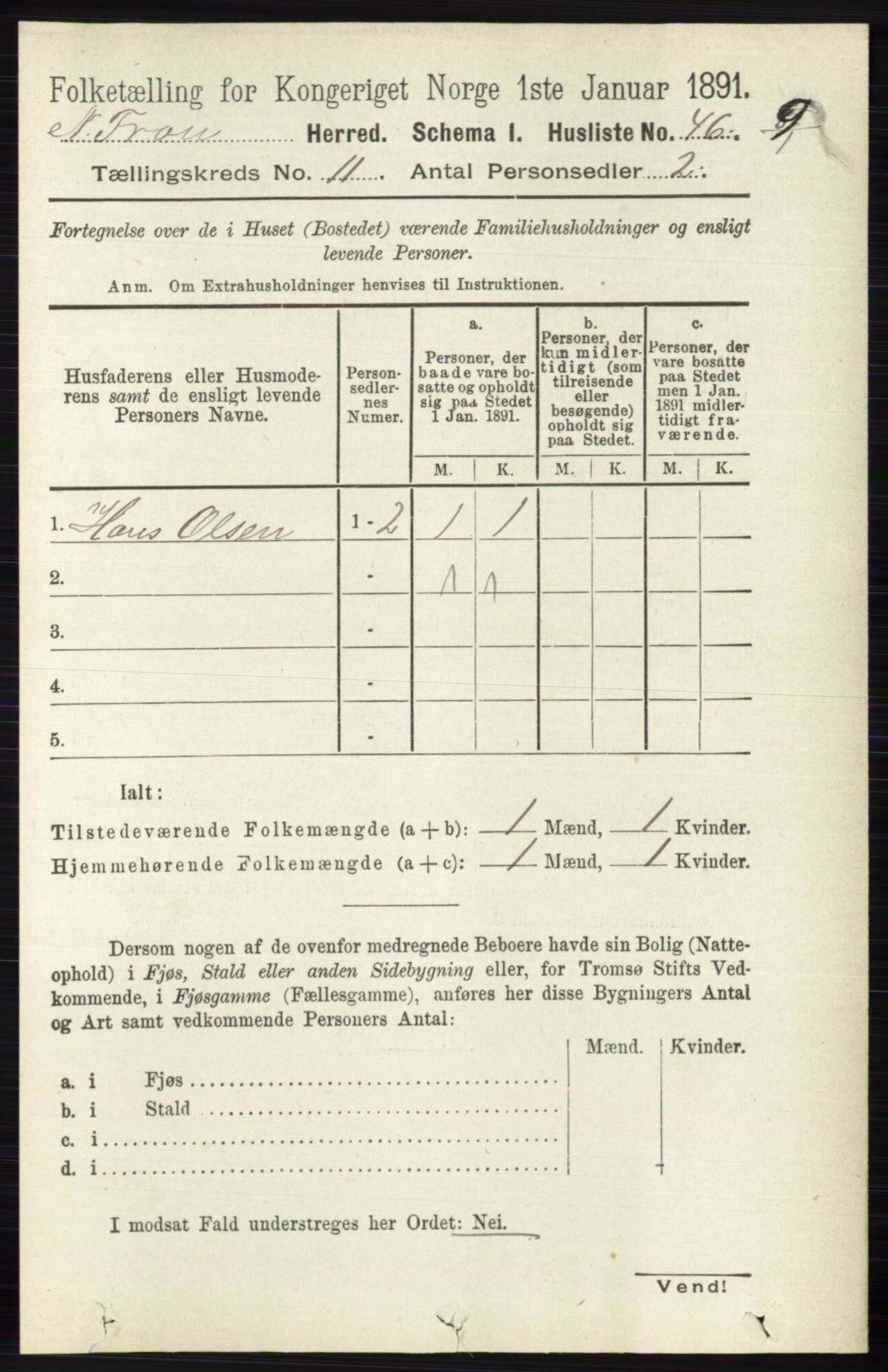 RA, Folketelling 1891 for 0518 Nord-Fron herred, 1891, s. 4826