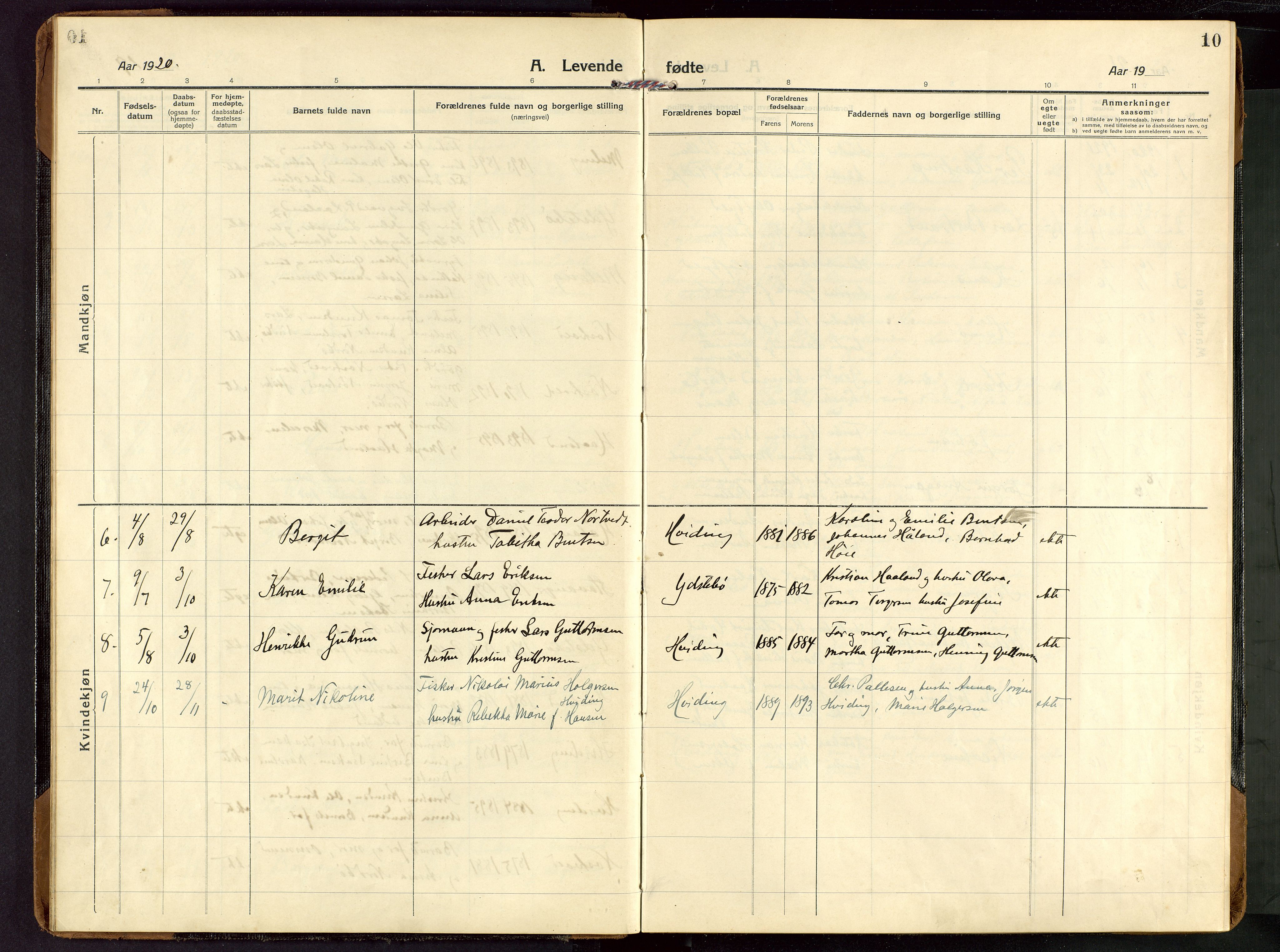 Rennesøy sokneprestkontor, AV/SAST-A -101827/H/Ha/Haa/L0018: Ministerialbok nr. A 18, 1917-1937, s. 10