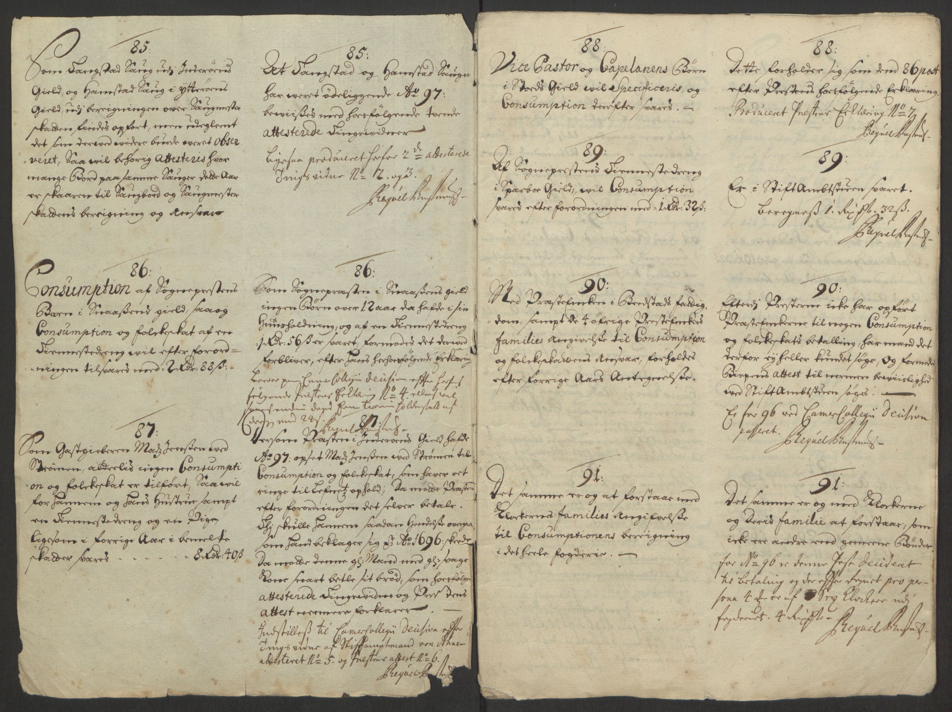 Rentekammeret inntil 1814, Reviderte regnskaper, Fogderegnskap, RA/EA-4092/R63/L4309: Fogderegnskap Inderøy, 1695-1697, s. 591
