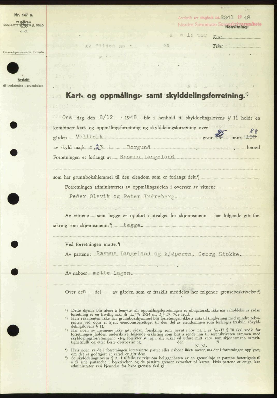 Nordre Sunnmøre sorenskriveri, SAT/A-0006/1/2/2C/2Ca: Pantebok nr. A29, 1948-1949, Dagboknr: 2341/1948