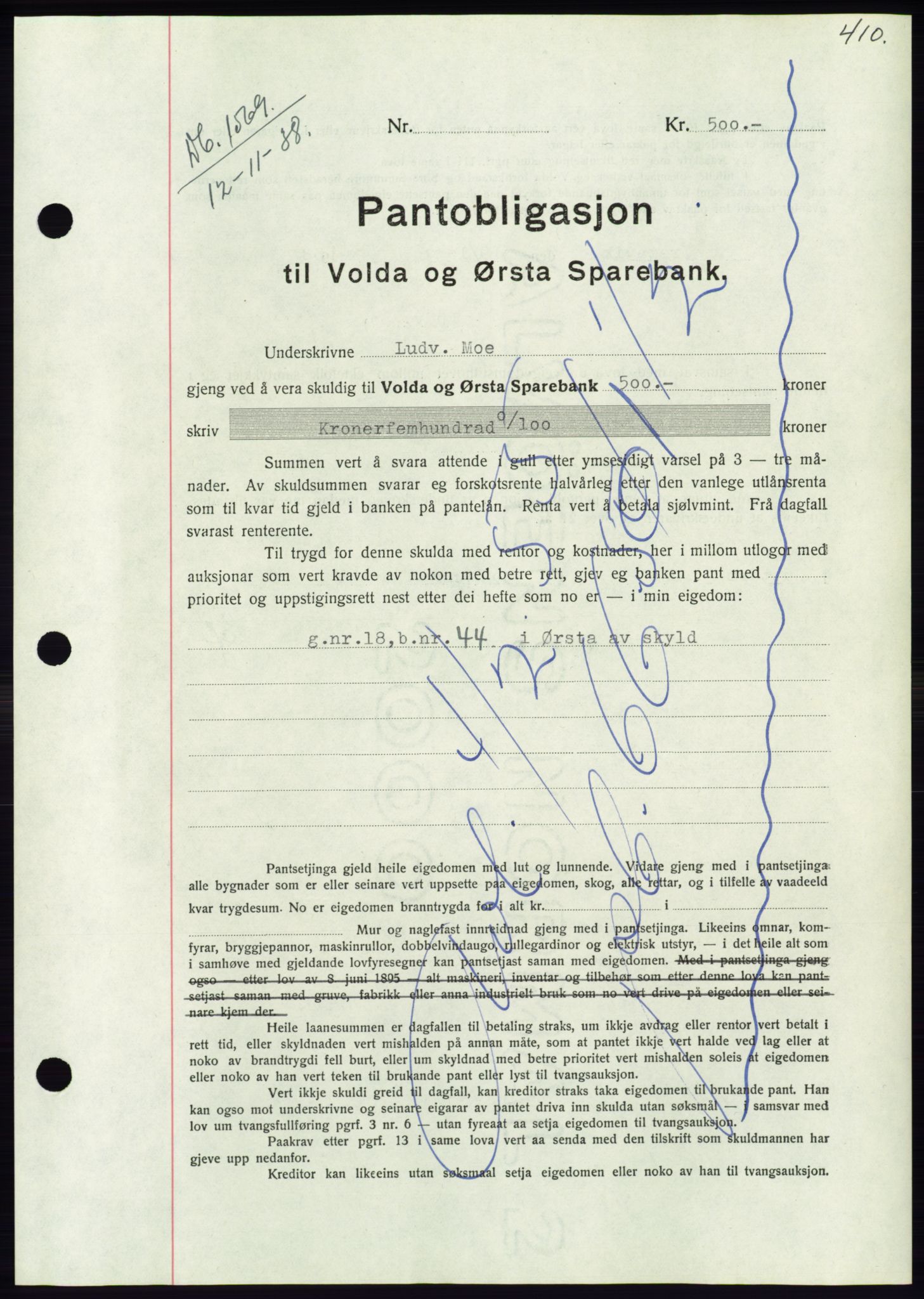 Søre Sunnmøre sorenskriveri, AV/SAT-A-4122/1/2/2C/L0066: Pantebok nr. 60, 1938-1938, Dagboknr: 1569/1938