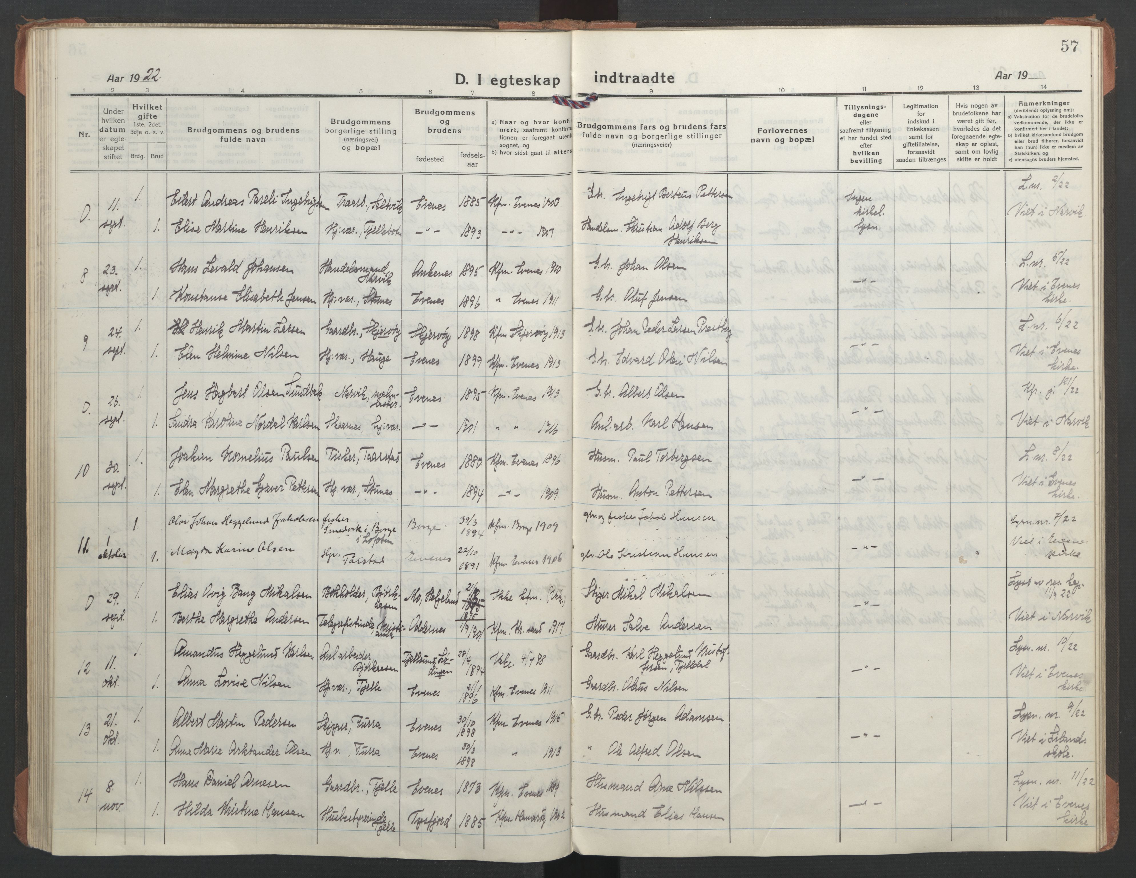 Ministerialprotokoller, klokkerbøker og fødselsregistre - Nordland, AV/SAT-A-1459/863/L0902: Ministerialbok nr. 863A14, 1906-1937, s. 57