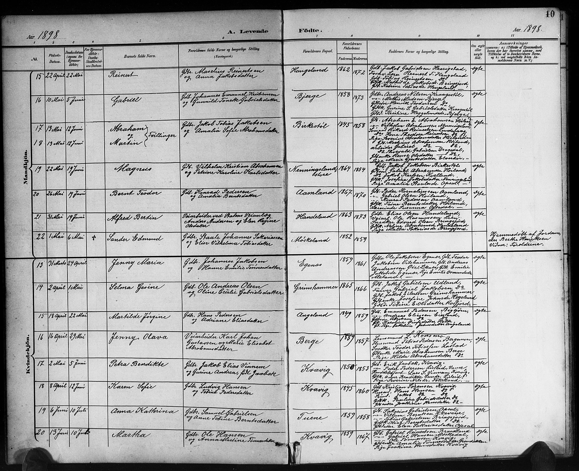 Lyngdal sokneprestkontor, AV/SAK-1111-0029/F/Fb/Fbc/L0005: Klokkerbok nr. B 5, 1897-1913, s. 10