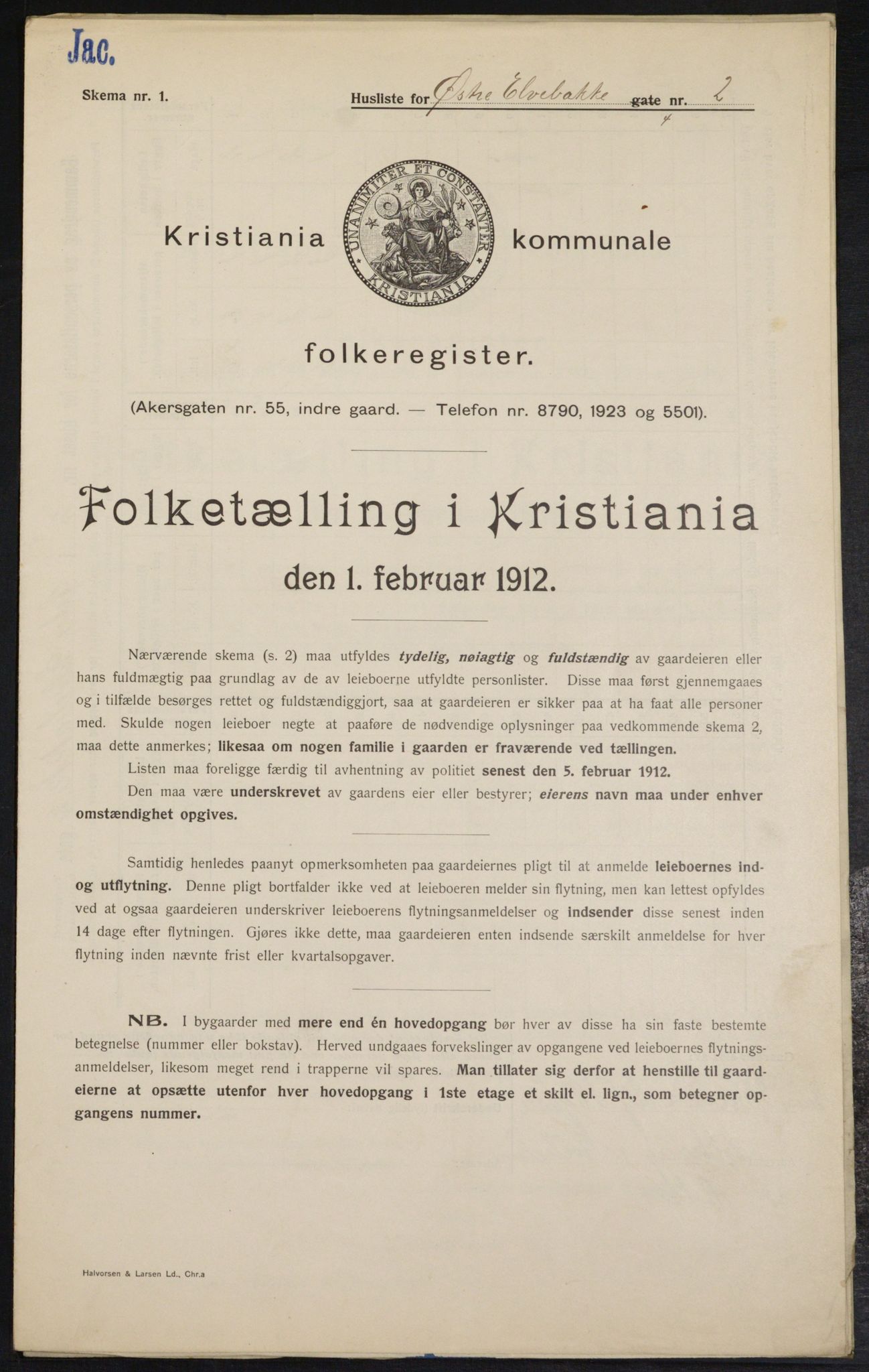 OBA, Kommunal folketelling 1.2.1912 for Kristiania, 1912, s. 129384
