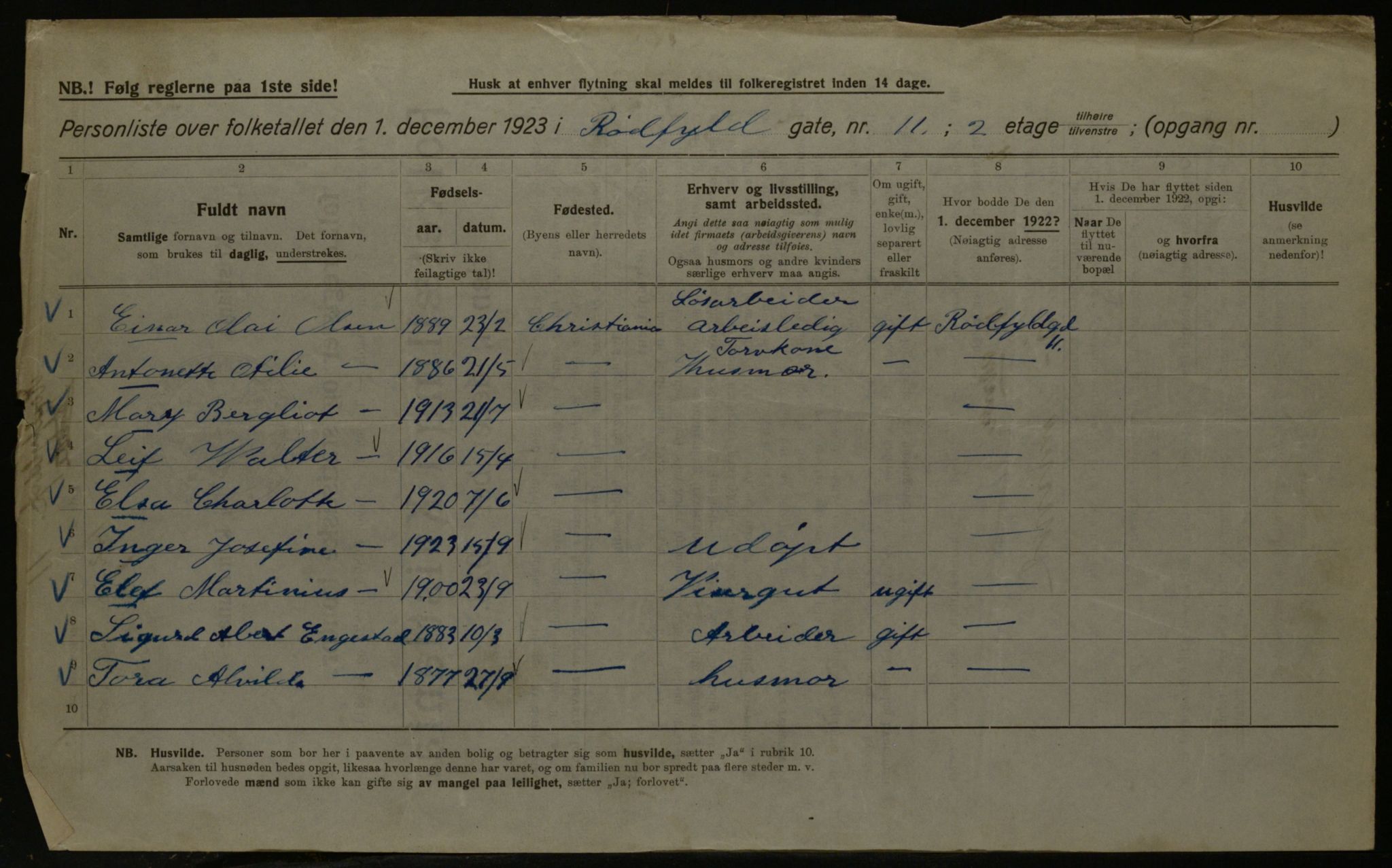 OBA, Kommunal folketelling 1.12.1923 for Kristiania, 1923, s. 95081