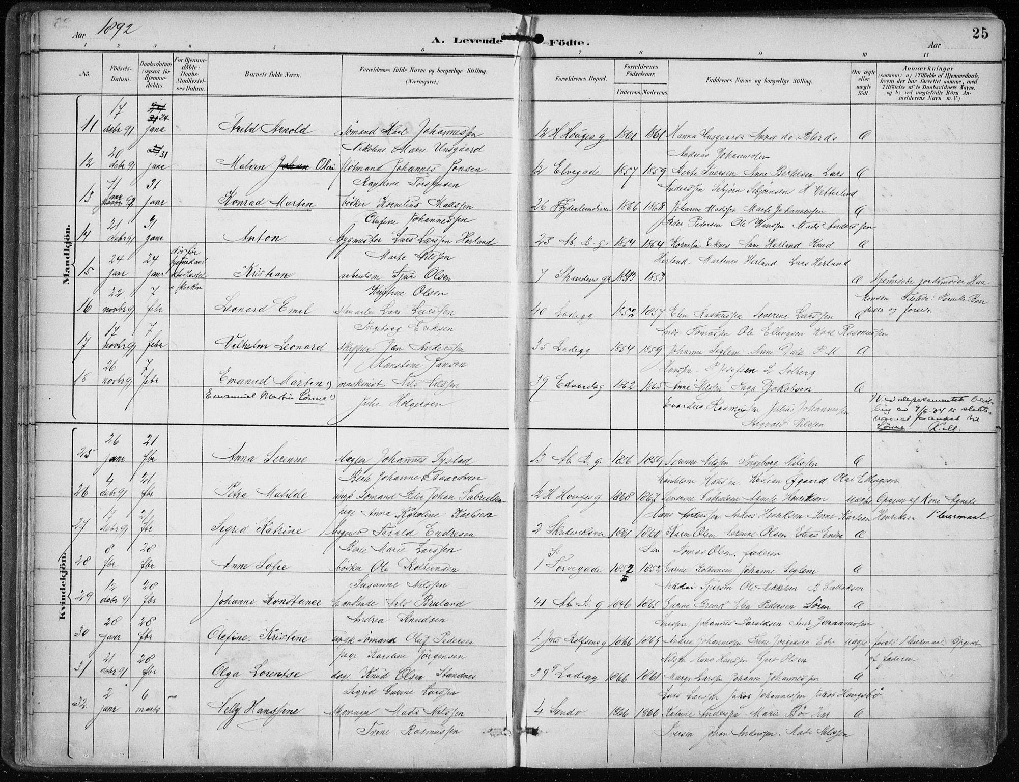 Sandviken Sokneprestembete, AV/SAB-A-77601/H/Ha/L0005: Ministerialbok nr. B 2, 1891-1901, s. 25