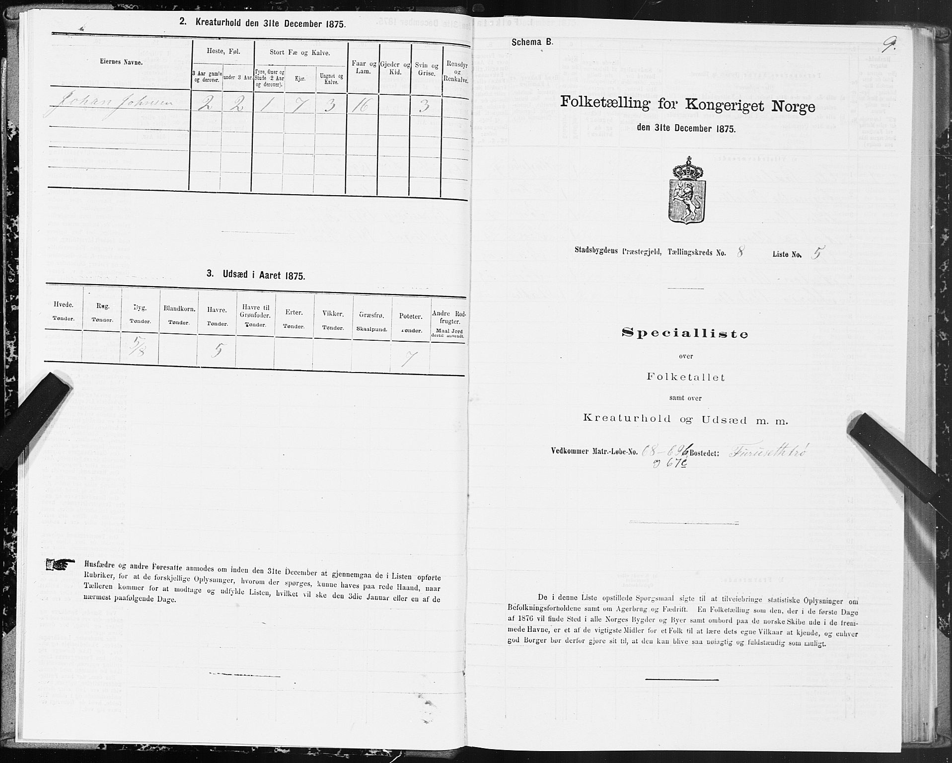 SAT, Folketelling 1875 for 1625P Stadsbygd prestegjeld, 1875, s. 5009