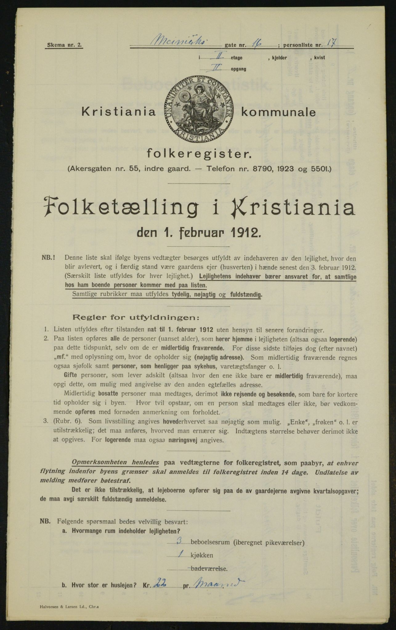 OBA, Kommunal folketelling 1.2.1912 for Kristiania, 1912, s. 65534