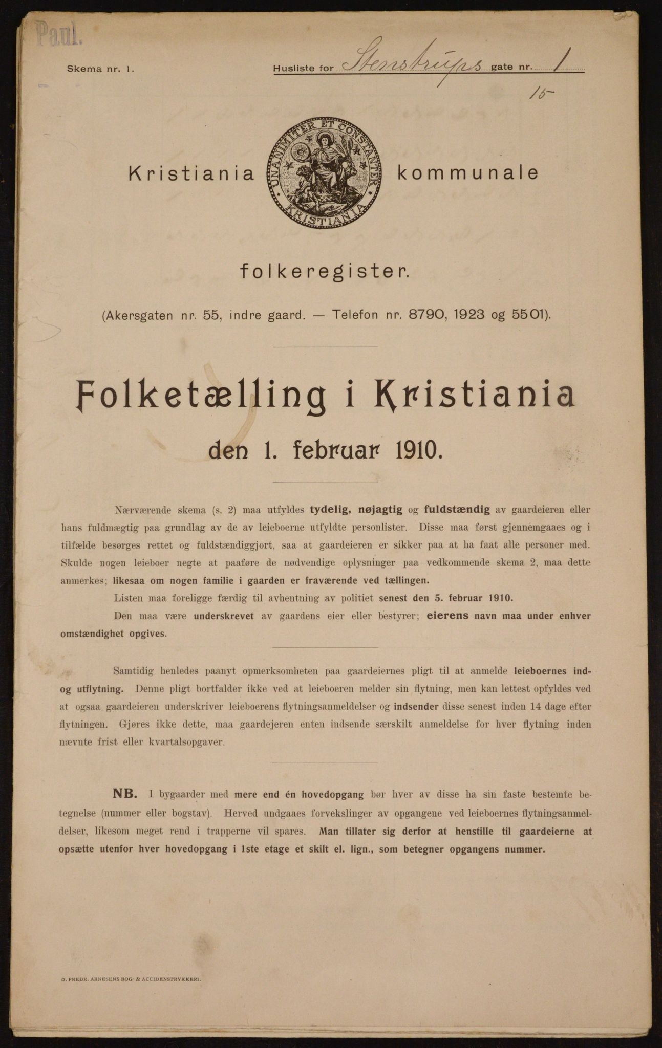OBA, Kommunal folketelling 1.2.1910 for Kristiania, 1910, s. 95742