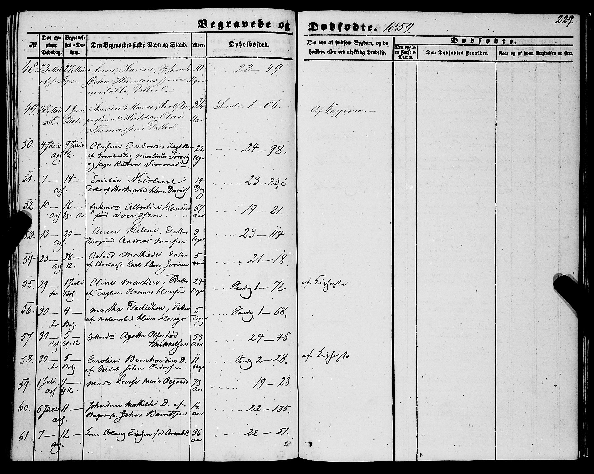 Korskirken sokneprestembete, AV/SAB-A-76101/H/Haa: Ministerialbok nr. E 2, 1848-1862, s. 229