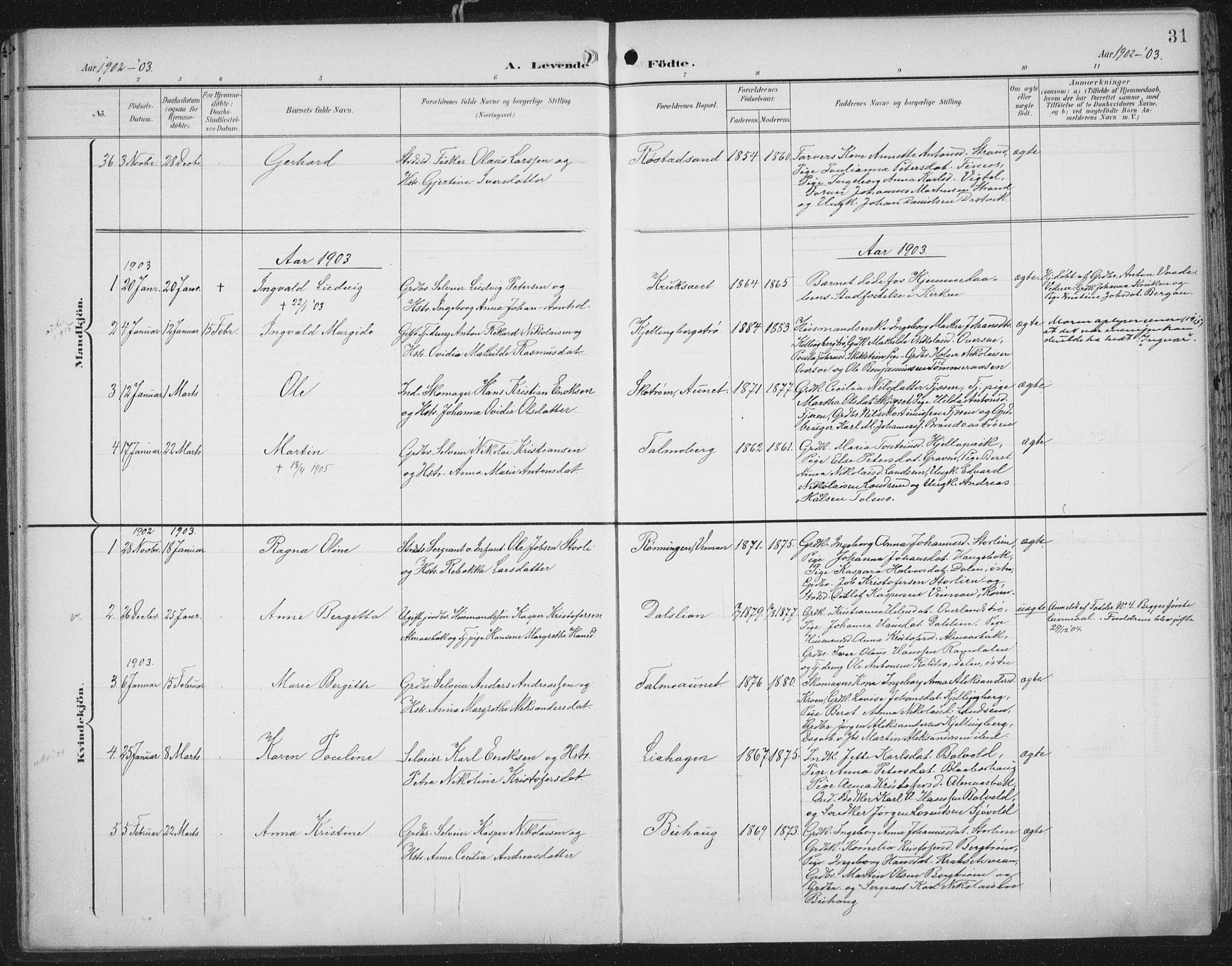 Ministerialprotokoller, klokkerbøker og fødselsregistre - Nord-Trøndelag, SAT/A-1458/701/L0011: Ministerialbok nr. 701A11, 1899-1915, s. 31