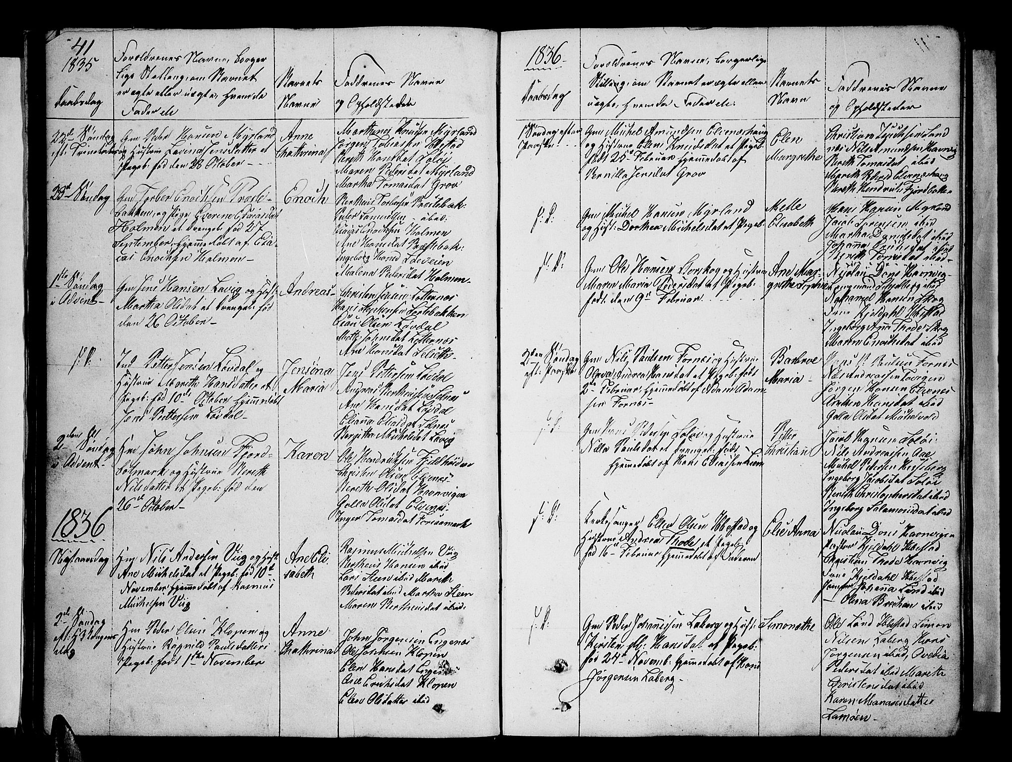 Ibestad sokneprestembete, AV/SATØ-S-0077/H/Ha/Hab/L0003klokker: Klokkerbok nr. 3, 1833-1852, s. 41