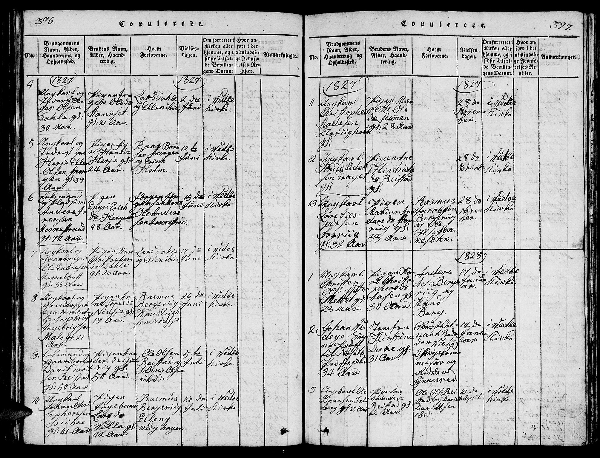 Ministerialprotokoller, klokkerbøker og fødselsregistre - Møre og Romsdal, AV/SAT-A-1454/547/L0610: Klokkerbok nr. 547C01, 1818-1839, s. 396-397