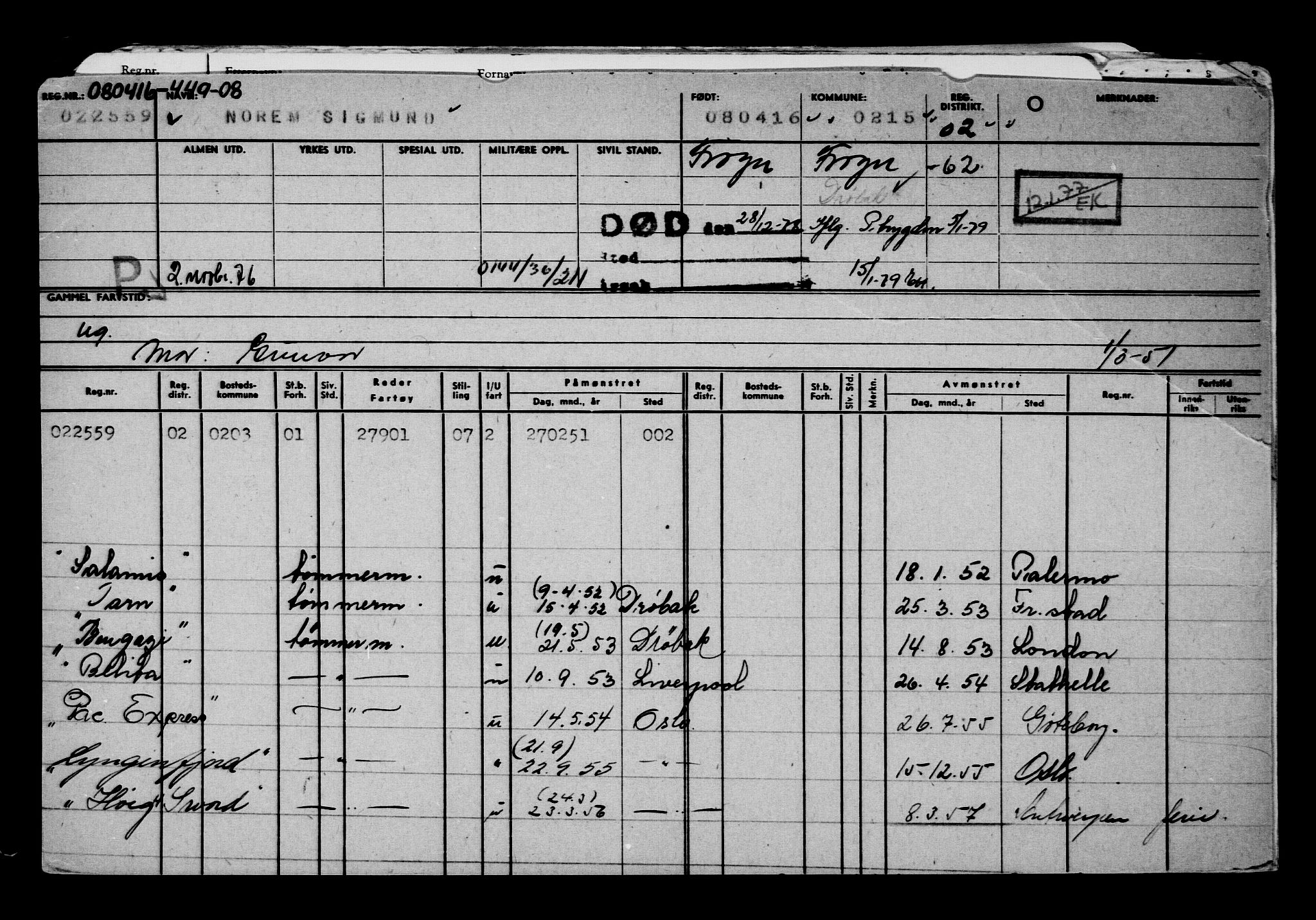 Direktoratet for sjømenn, AV/RA-S-3545/G/Gb/L0138: Hovedkort, 1916, s. 167