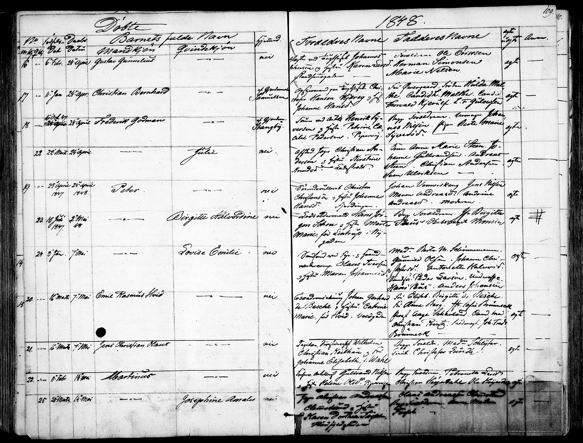 Garnisonsmenigheten Kirkebøker, AV/SAO-A-10846/F/Fa/L0008: Ministerialbok nr. 8, 1842-1859, s. 109