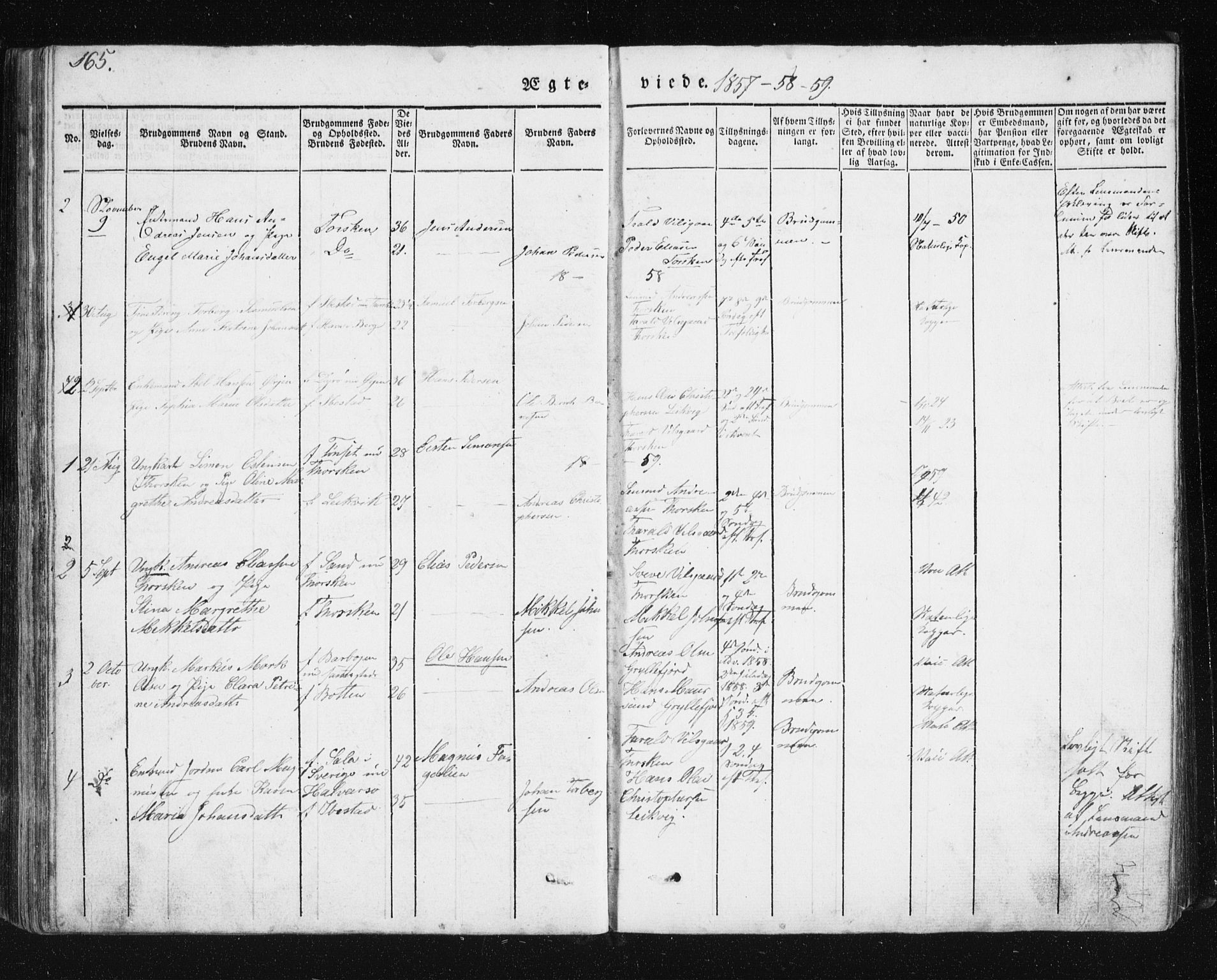 Berg sokneprestkontor, SATØ/S-1318/G/Ga/Gab/L0011klokker: Klokkerbok nr. 11, 1833-1878, s. 165