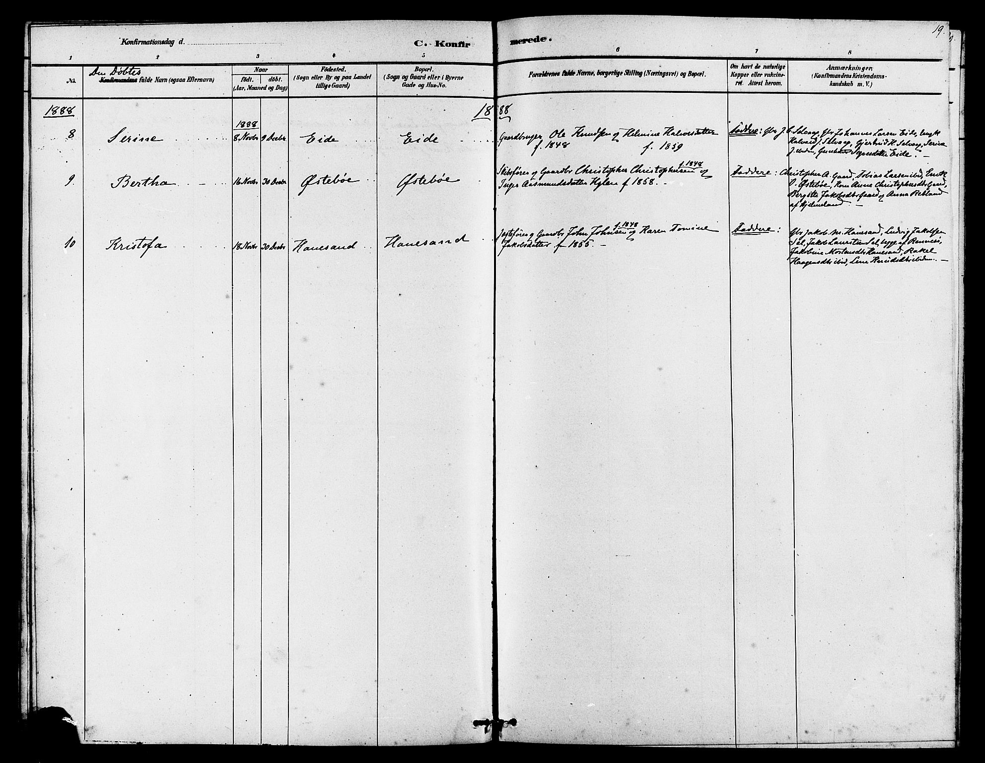 Finnøy sokneprestkontor, AV/SAST-A-101825/H/Ha/Haa/L0009: Ministerialbok nr. A 9, 1879-1888, s. 19