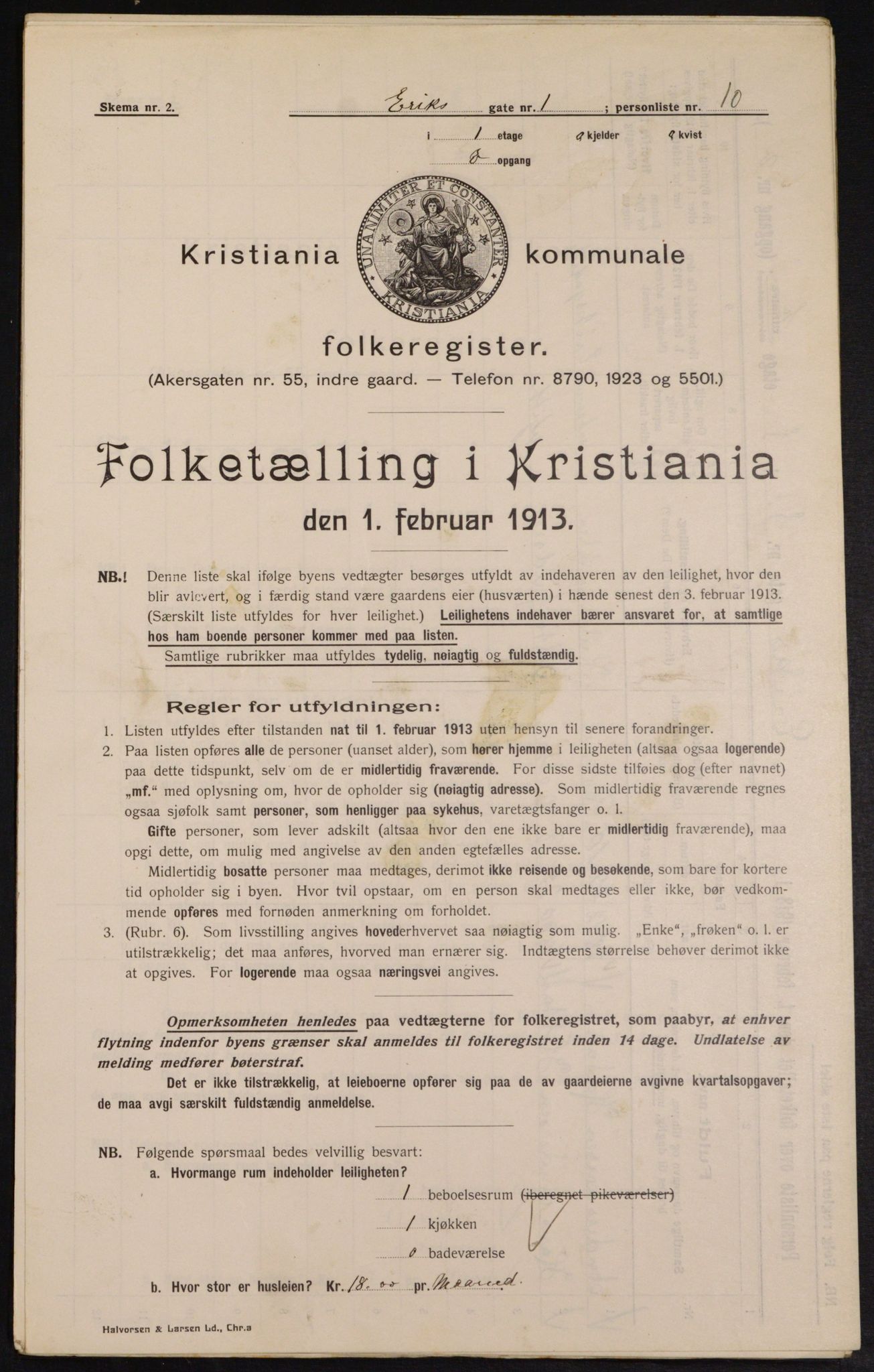 OBA, Kommunal folketelling 1.2.1913 for Kristiania, 1913, s. 19649