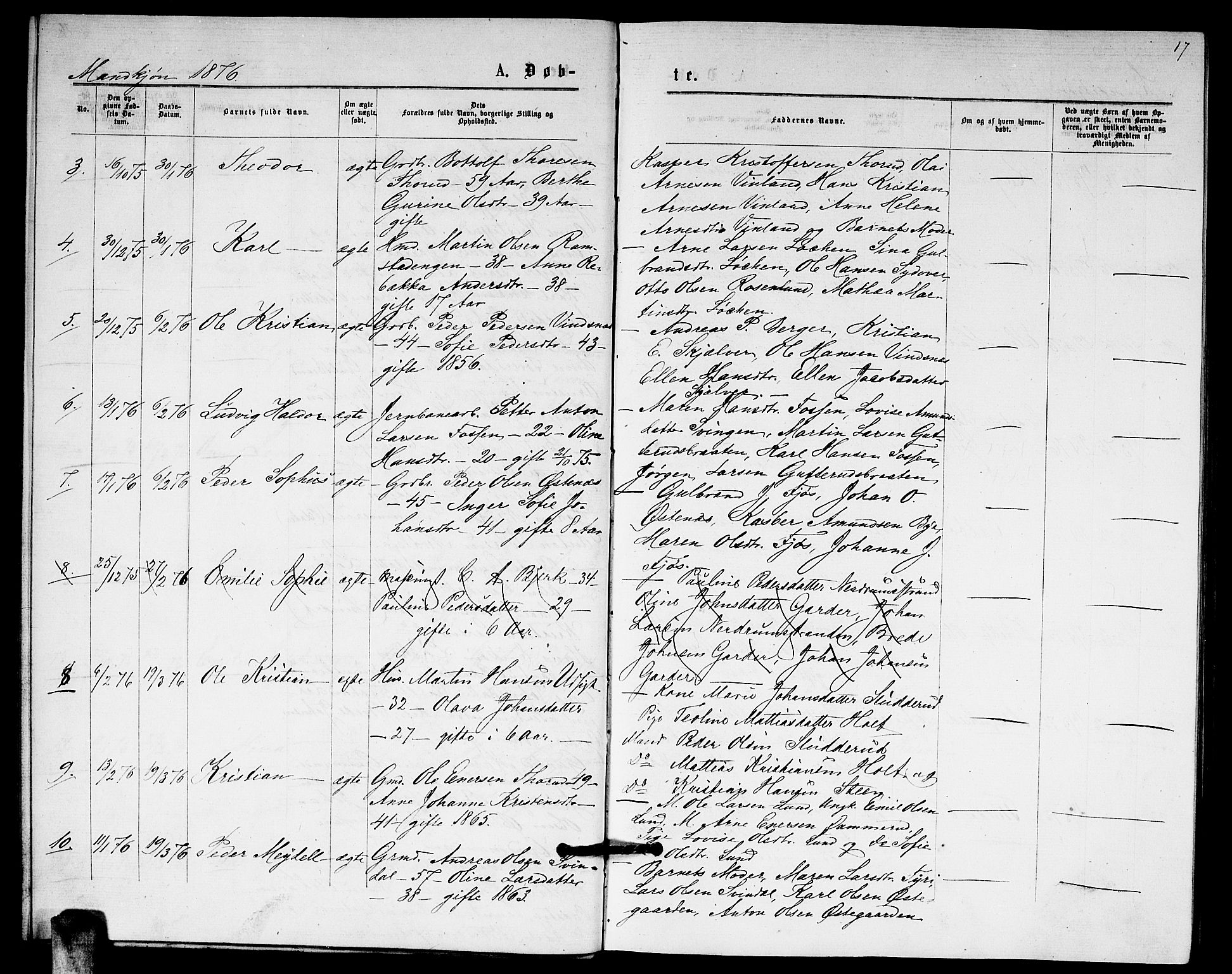 Fet prestekontor Kirkebøker, AV/SAO-A-10370a/G/Ga/L0005: Klokkerbok nr. I 5, 1875-1877, s. 17