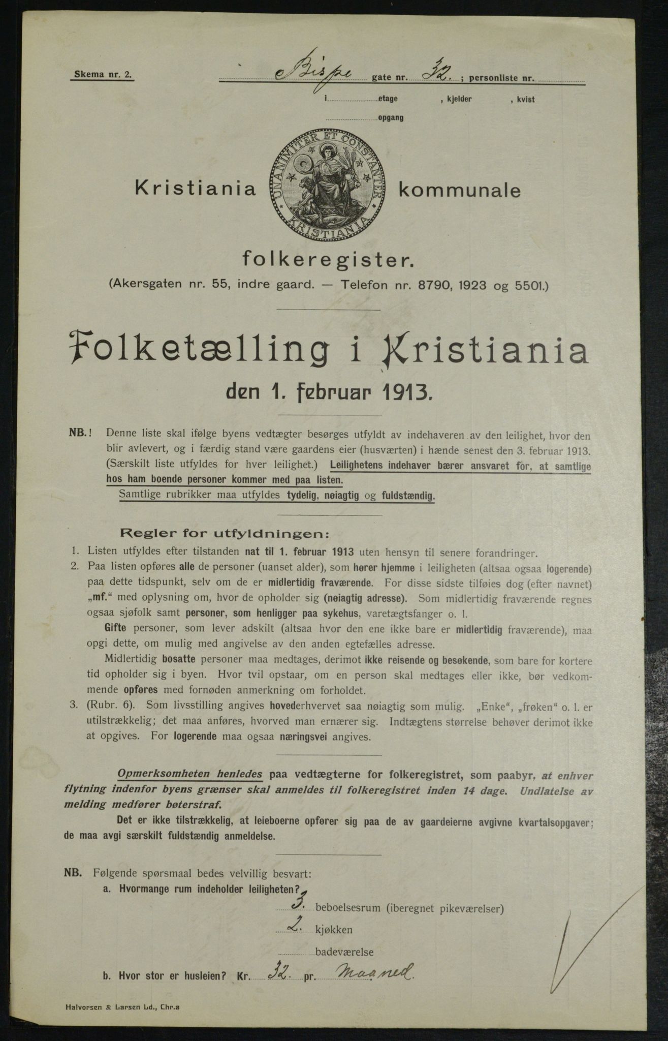 OBA, Kommunal folketelling 1.2.1913 for Kristiania, 1913, s. 5308