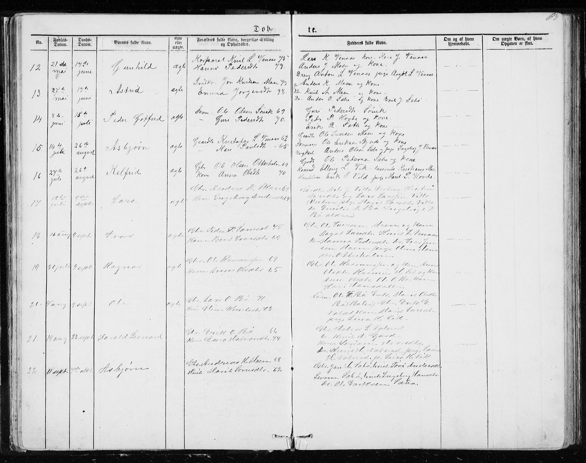 Ministerialprotokoller, klokkerbøker og fødselsregistre - Møre og Romsdal, SAT/A-1454/543/L0564: Klokkerbok nr. 543C02, 1867-1915, s. 63