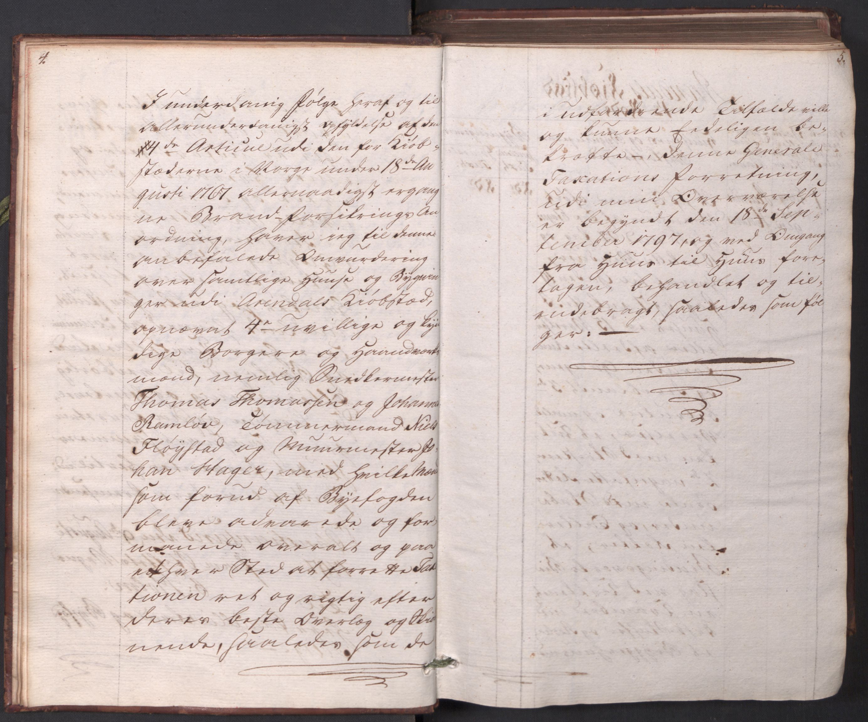Kommersekollegiet, Brannforsikringskontoret 1767-1814, RA/EA-5458/F/Fa/L0002/0001: Arendal / Branntakstprotokoll, 1797, s. 4-5