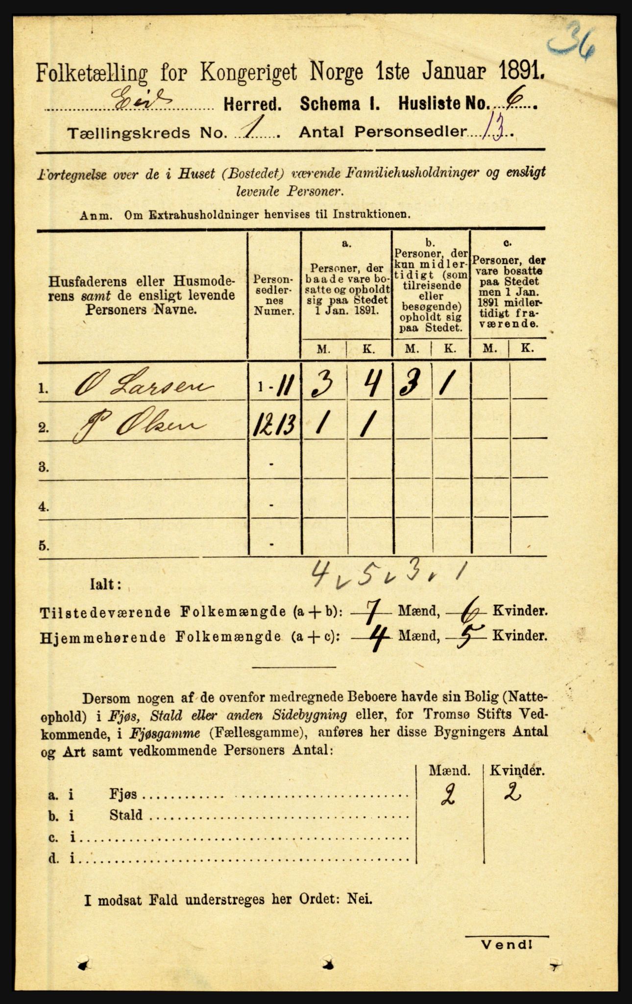 RA, Folketelling 1891 for 1443 Eid herred, 1891, s. 47