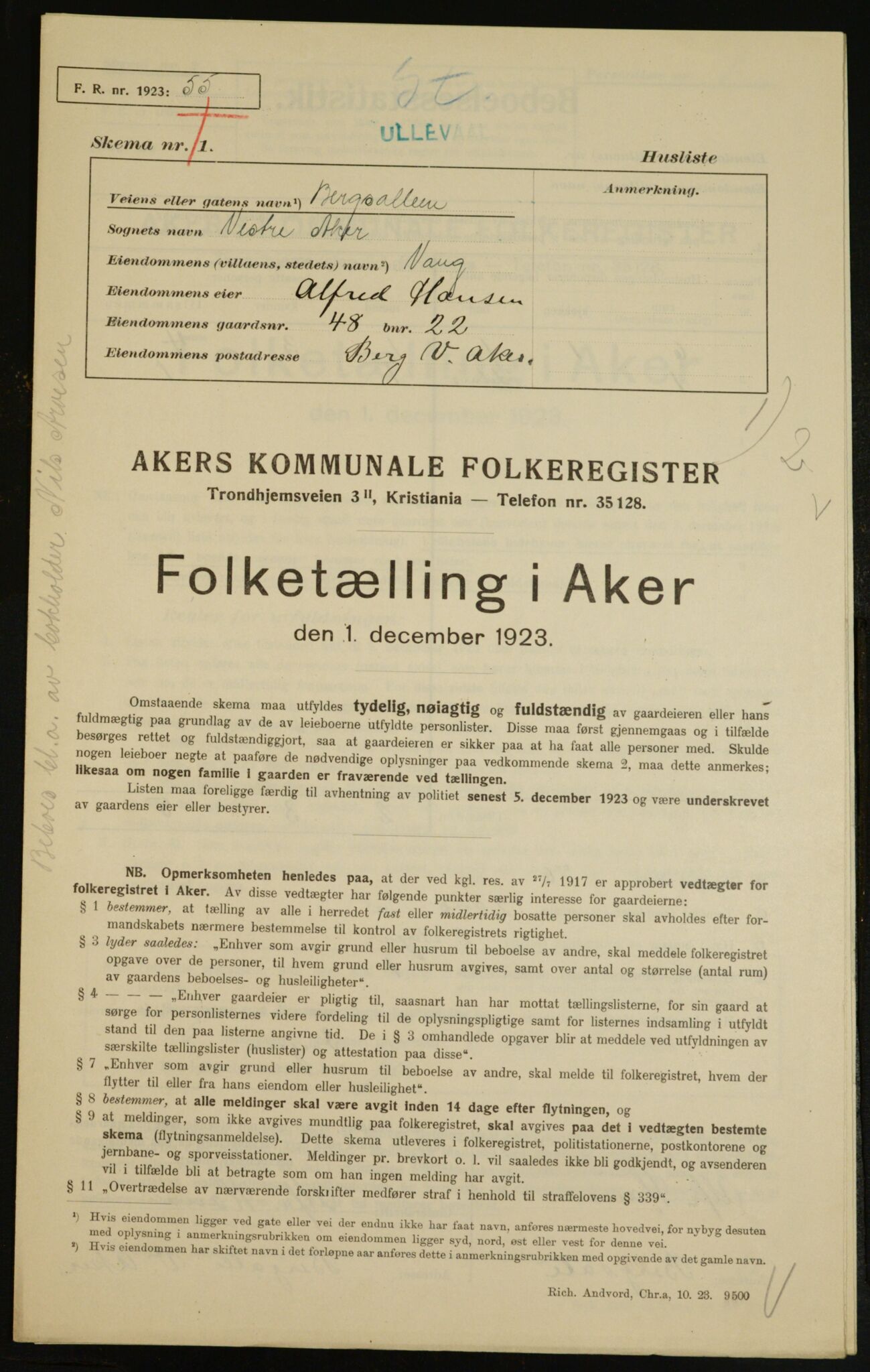 , Kommunal folketelling 1.12.1923 for Aker, 1923, s. 7774