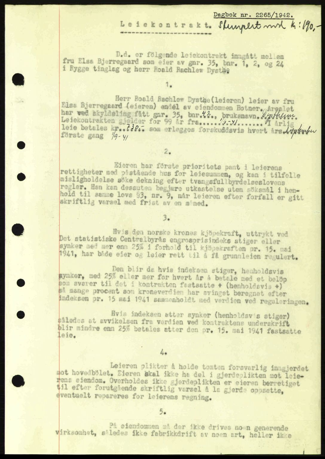 Moss sorenskriveri, SAO/A-10168: Pantebok nr. A10, 1942-1943, Dagboknr: 2265/1942