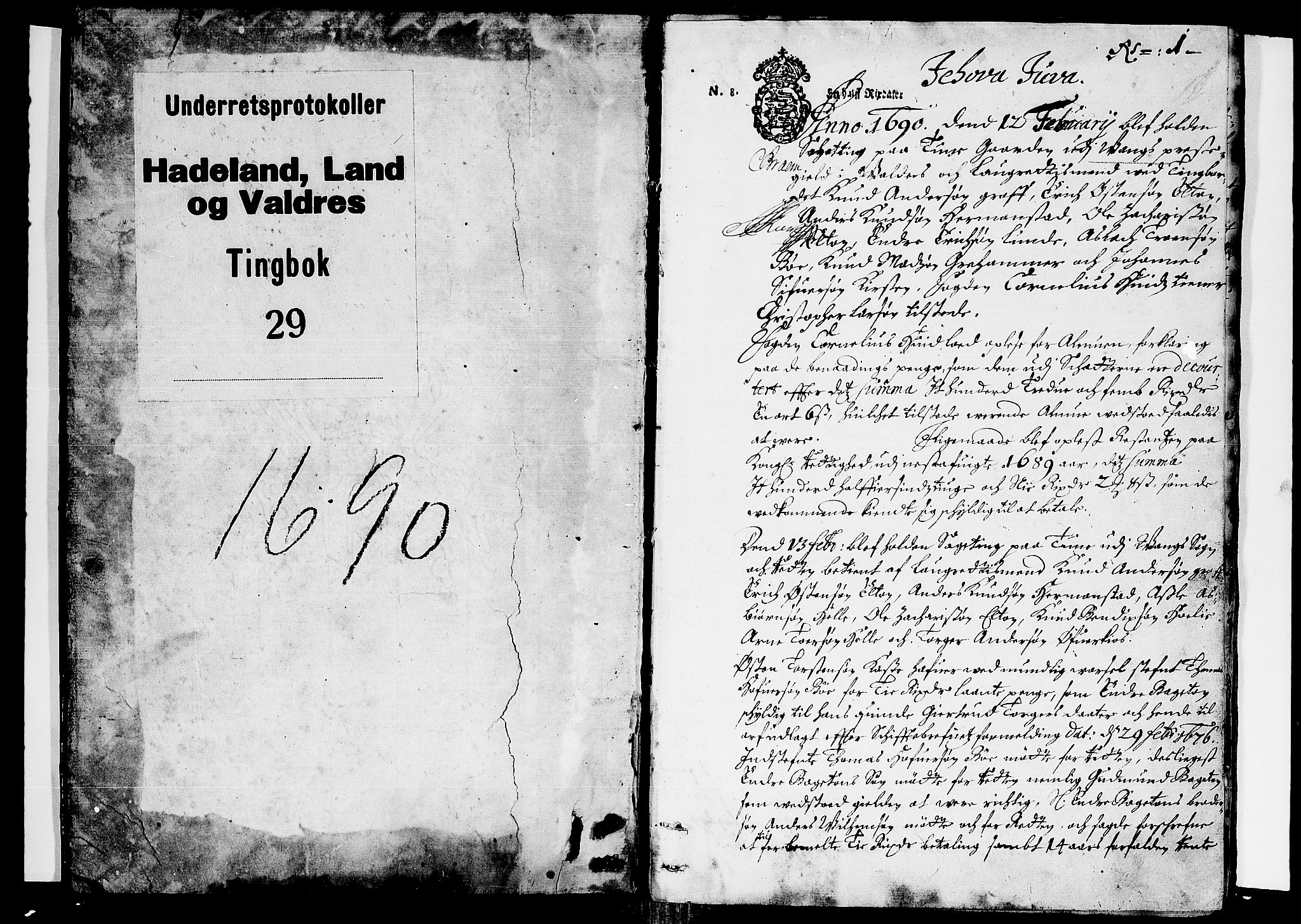 Hadeland, Land og Valdres sorenskriveri, SAH/TING-028/G/Gb/L0029: Tingbok, 1690, s. 0b-1a