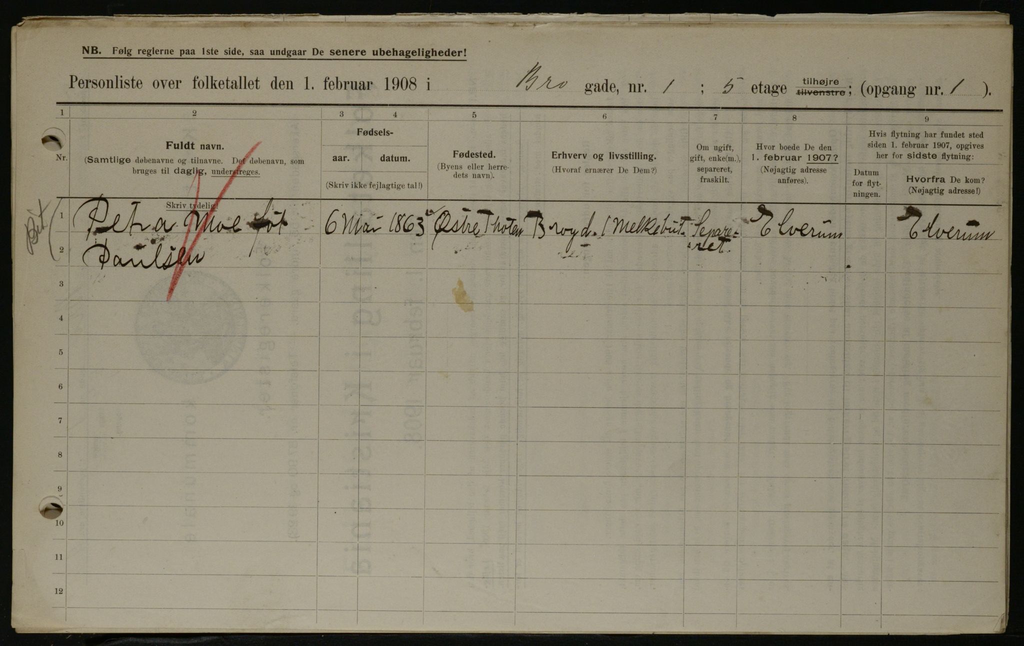 OBA, Kommunal folketelling 1.2.1908 for Kristiania kjøpstad, 1908, s. 9225