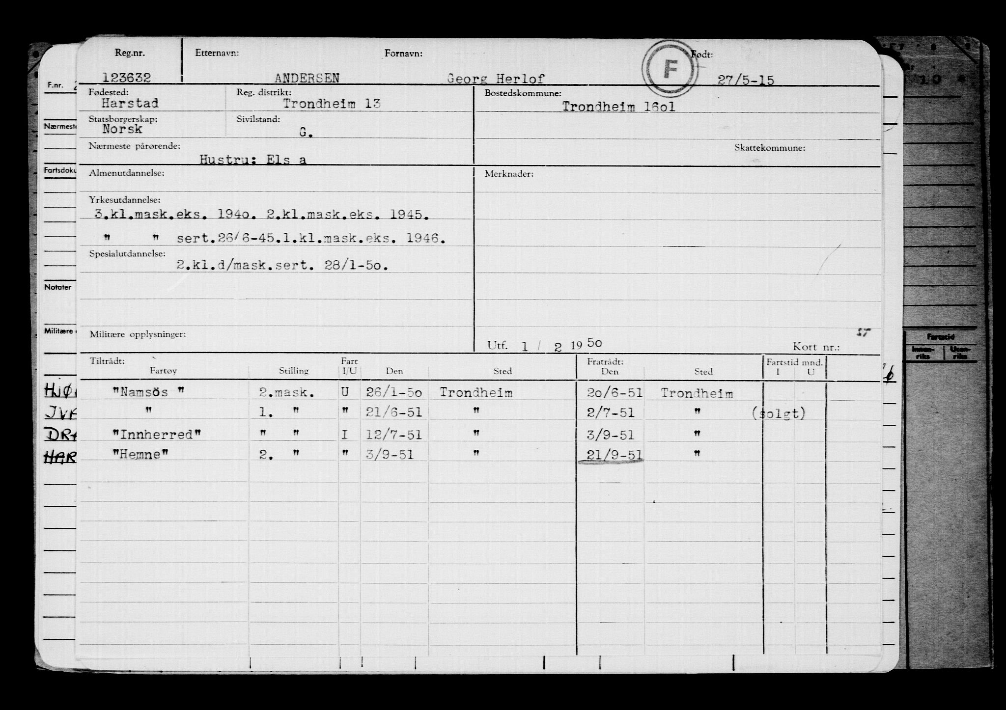 Direktoratet for sjømenn, RA/S-3545/G/Gb/L0130: Hovedkort, 1915, s. 148