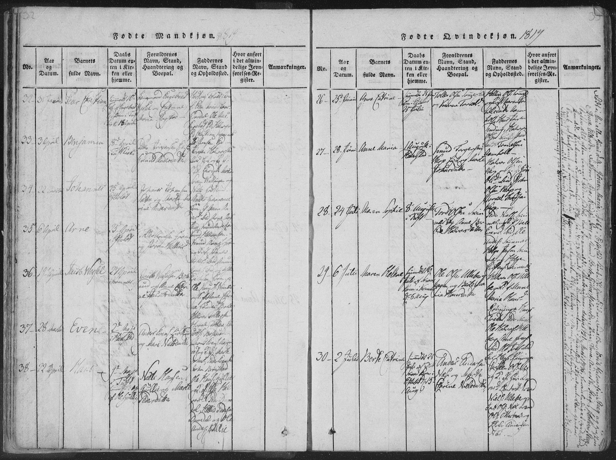Sandsvær kirkebøker, AV/SAKO-A-244/F/Fa/L0004: Ministerialbok nr. I 4, 1817-1839, s. 32-33