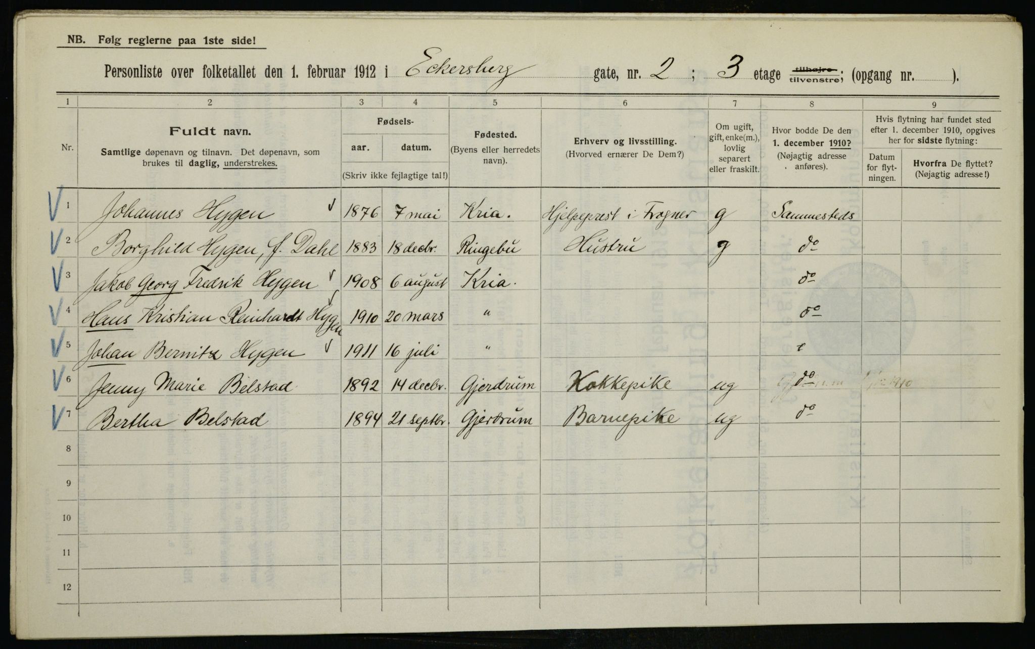 OBA, Kommunal folketelling 1.2.1912 for Kristiania, 1912, s. 18126