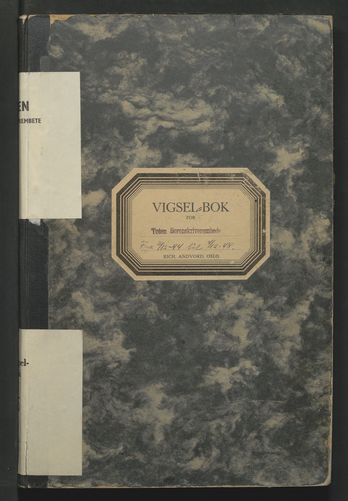 Toten tingrett, AV/SAH-TING-006/L/Lc/L0005: Vigselbok, 1944-1948