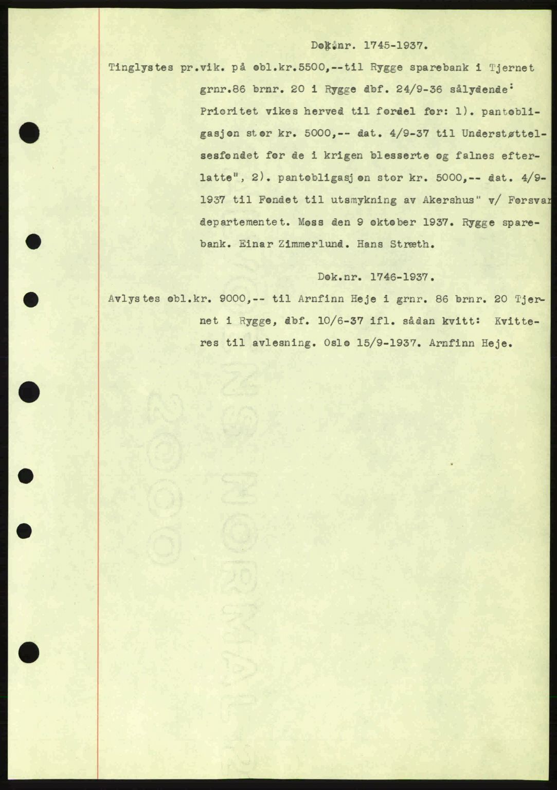 Moss sorenskriveri, SAO/A-10168: Pantebok nr. B4, 1937-1938, Dagboknr: 1745/1937